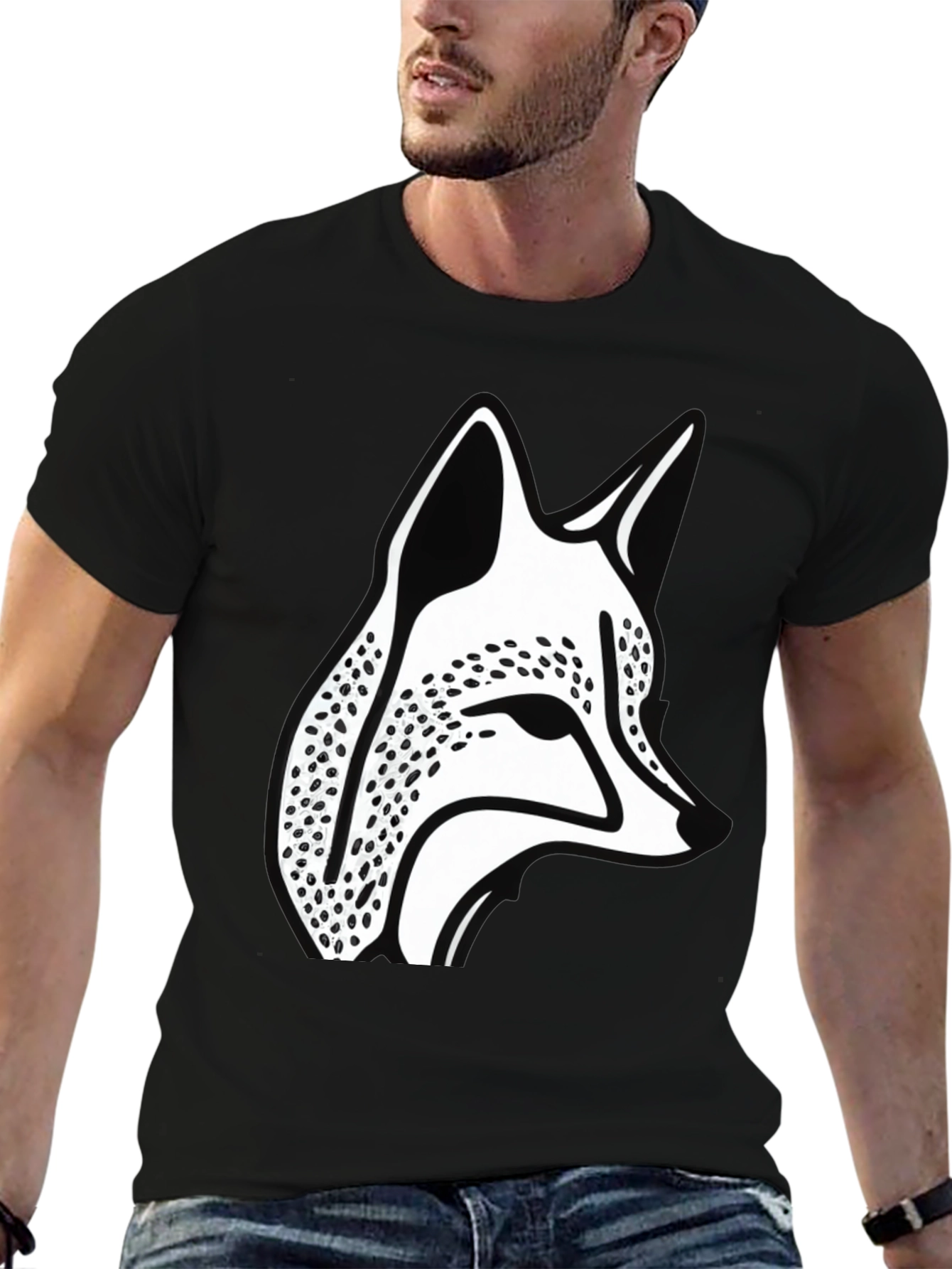 Fox Graphic Tee - Black Cotton Blend Casual Wear