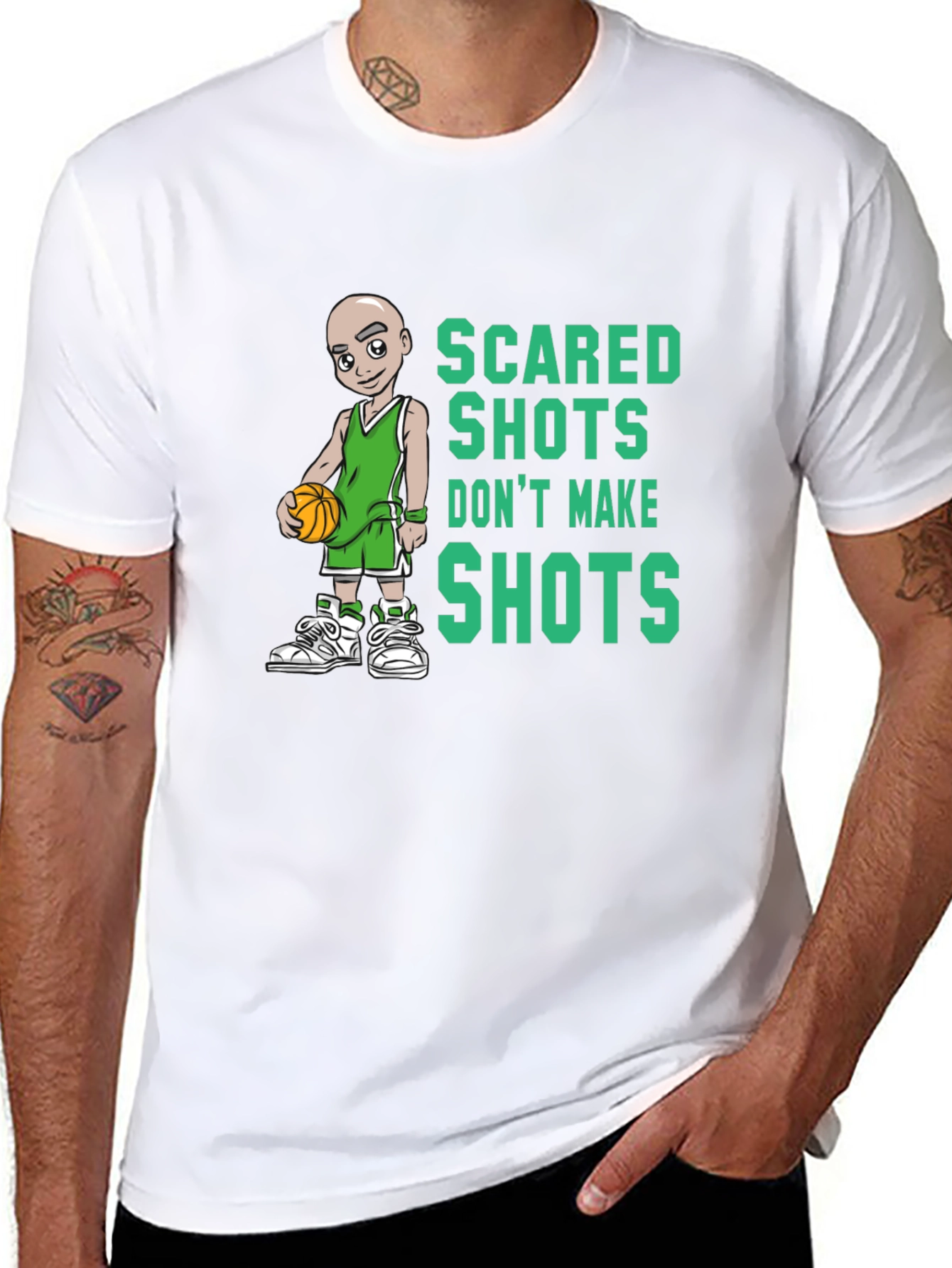 Scared Shots Tee - Basketball Graphic Print