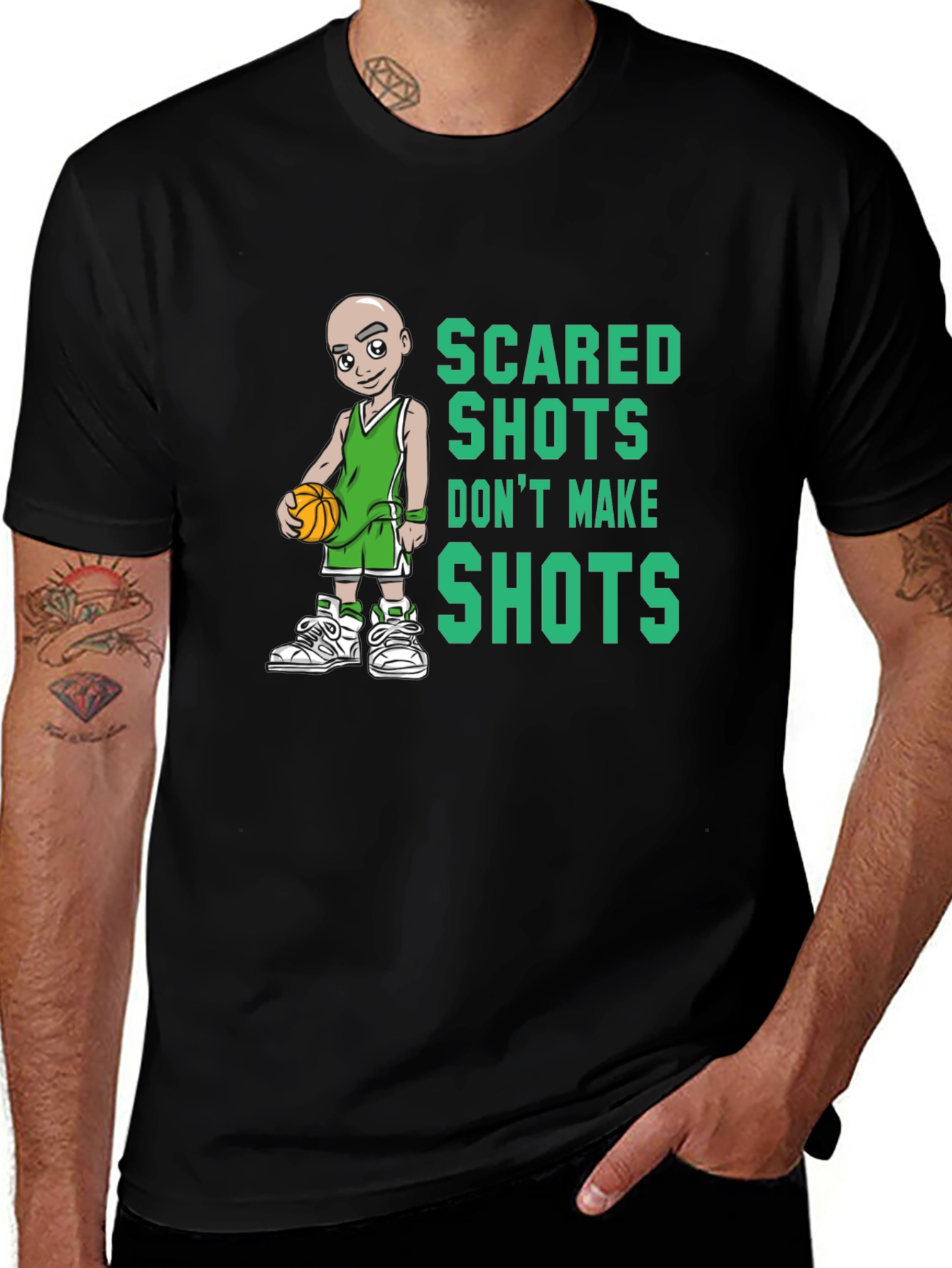 Scared Shots Tee - Basketball Graphic Print