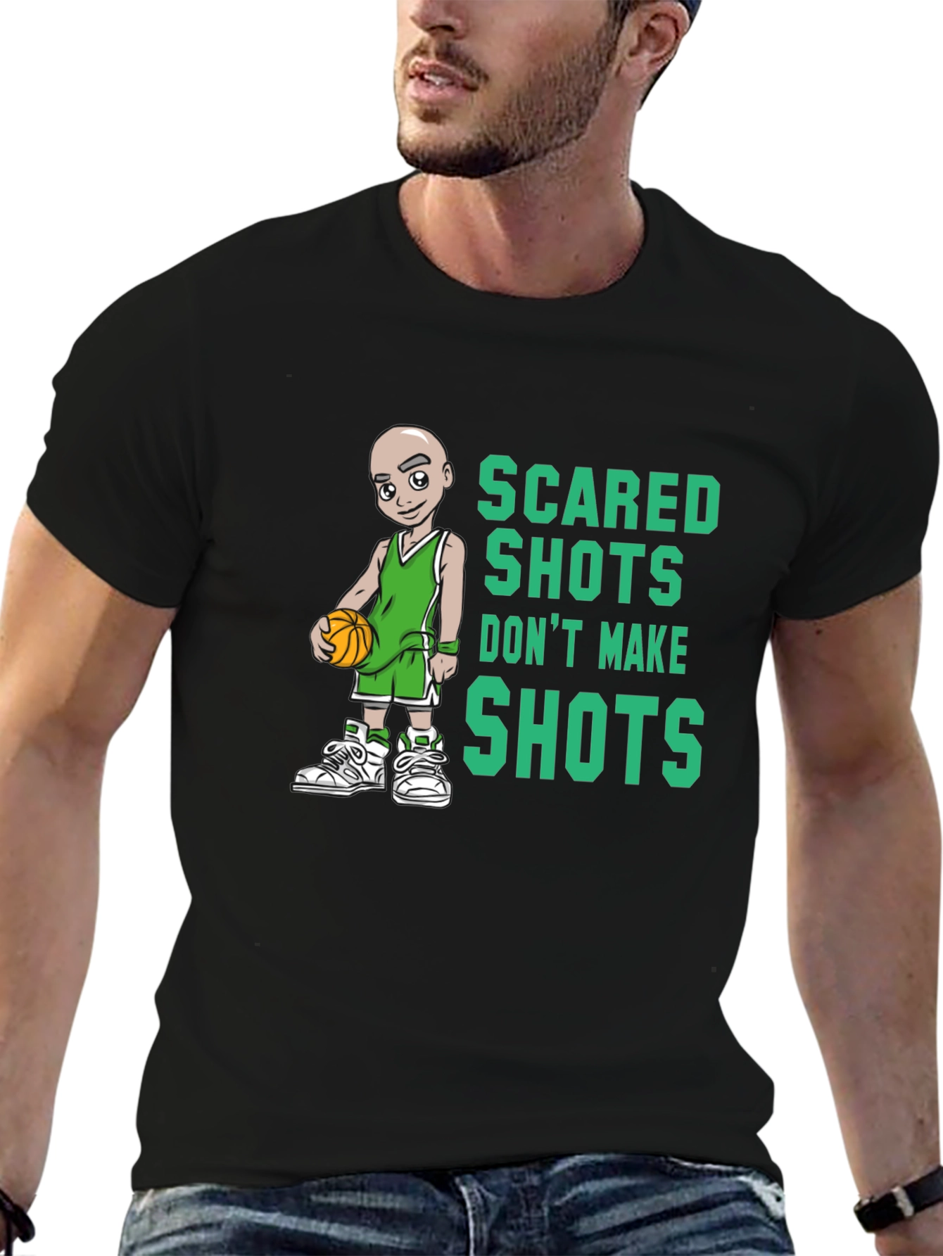 Scared Shots Tee - Basketball Graphic Print
