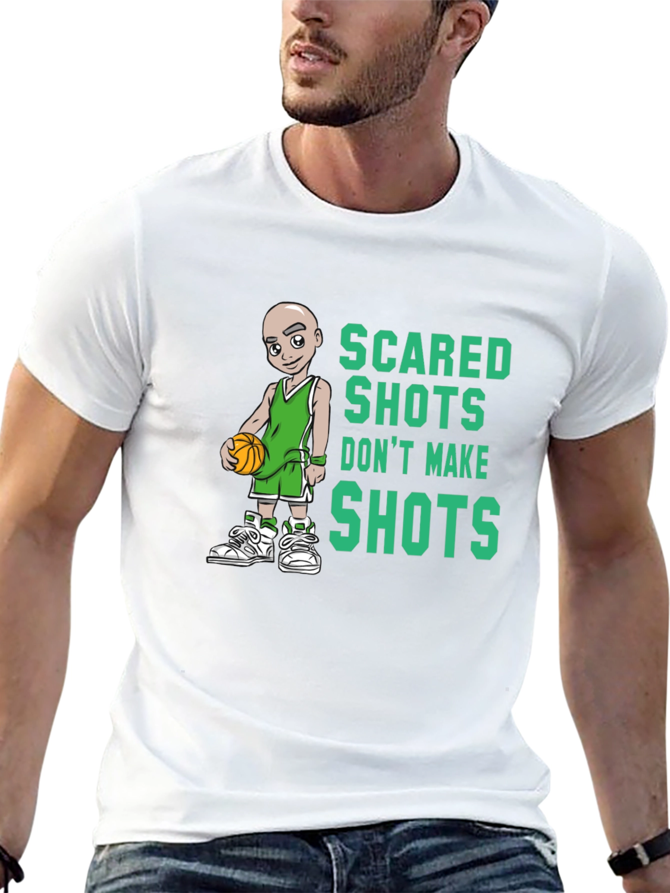 Scared Shots Tee - Basketball Graphic Print