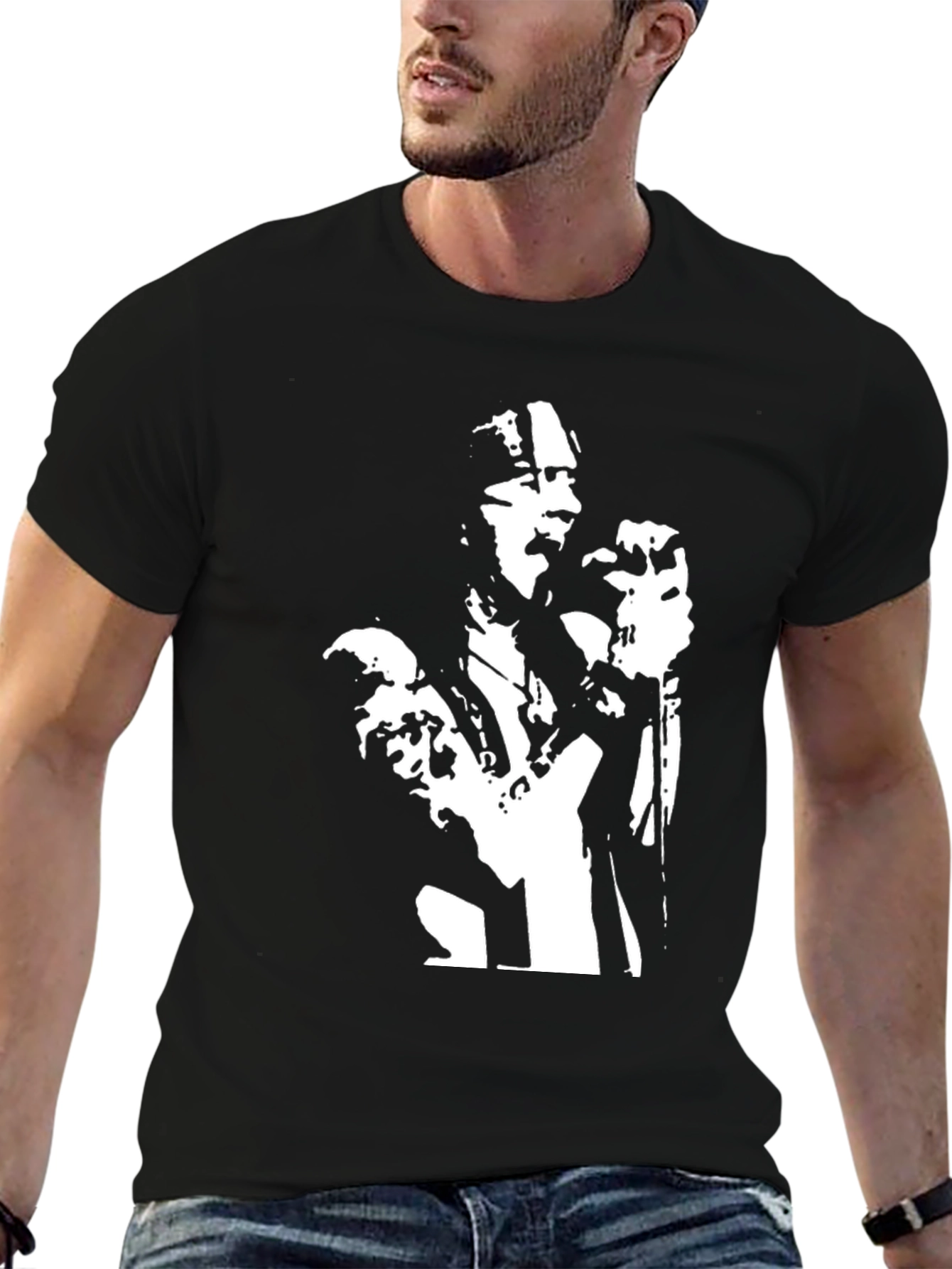 Black T-Shirt with Bold Graphic Print