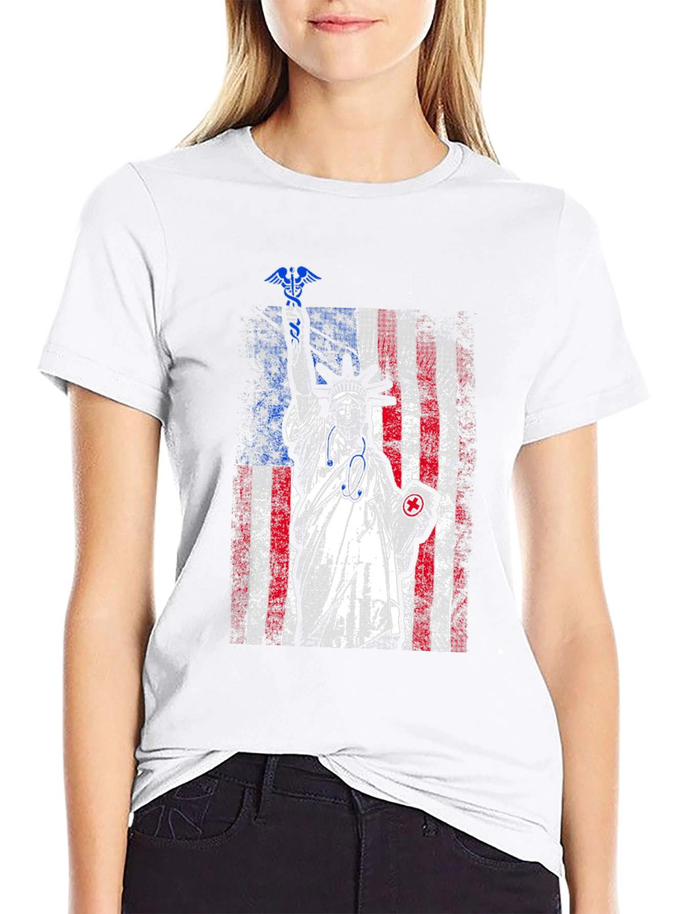 Statue of Liberty Nurse T-Shirt - Patriotic Medical Apparel