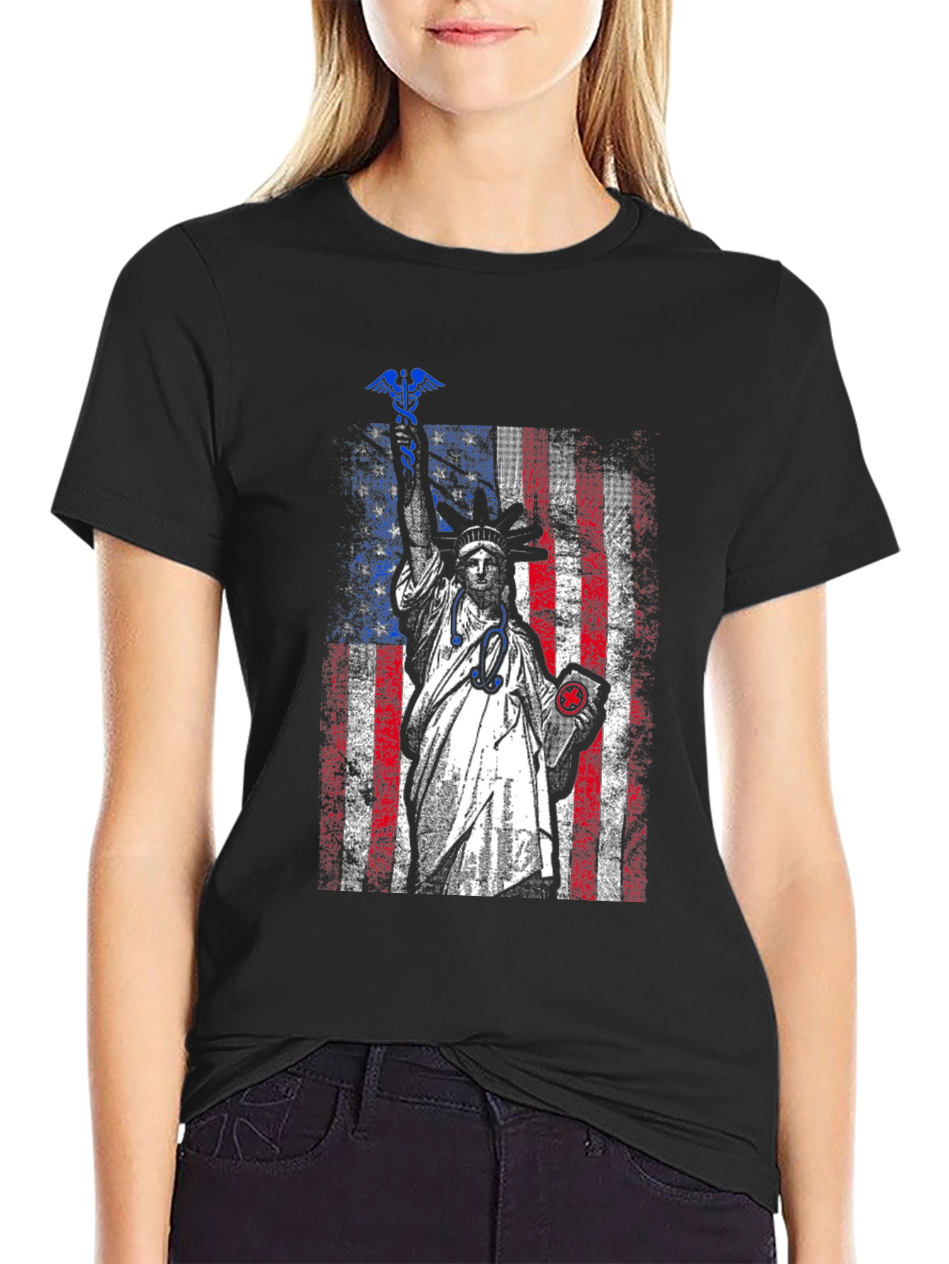 Statue of Liberty Nurse T-Shirt - Patriotic Medical Apparel