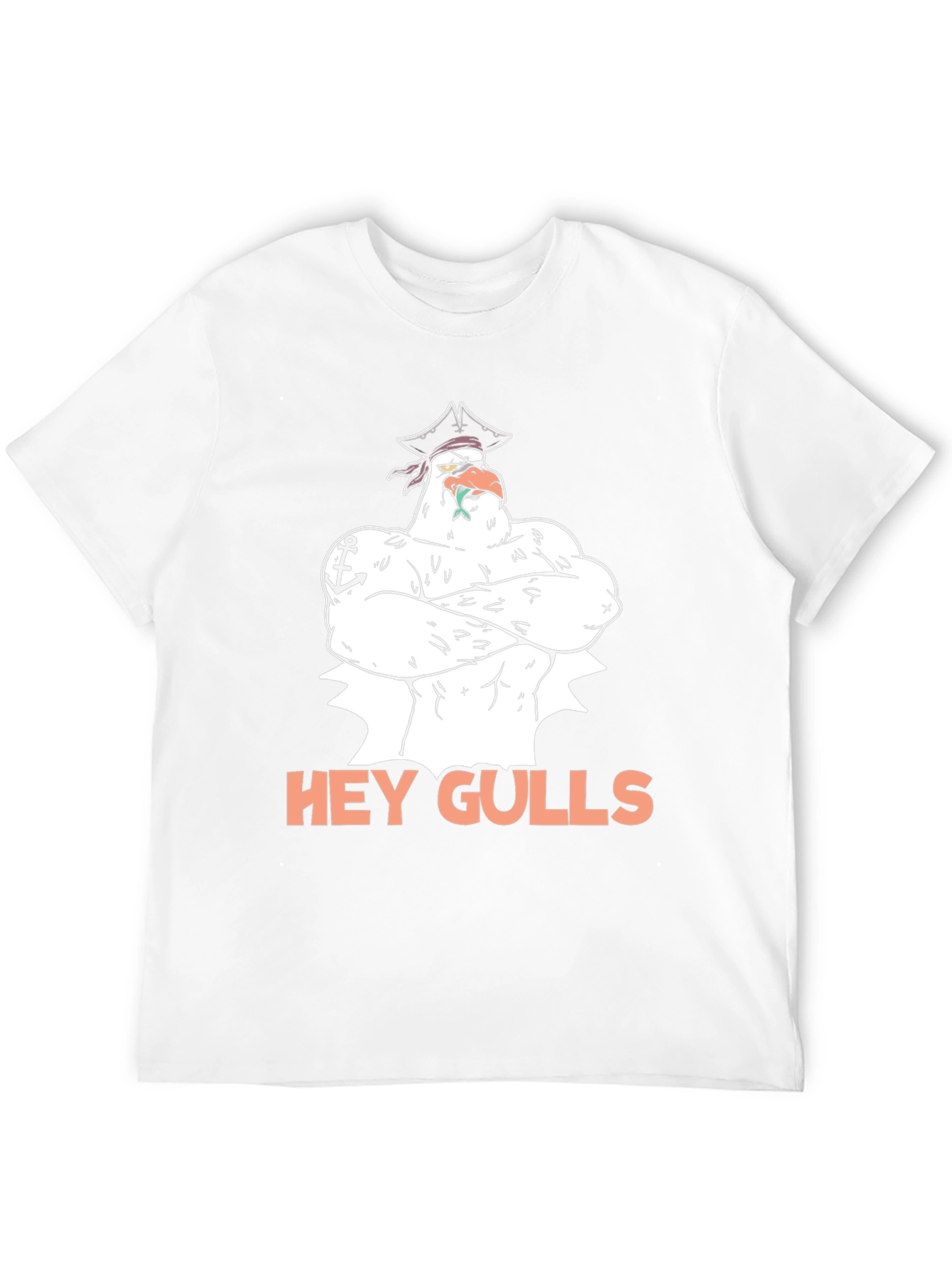 Hey Gulls! Pirate Seagull Black Graphic Tee