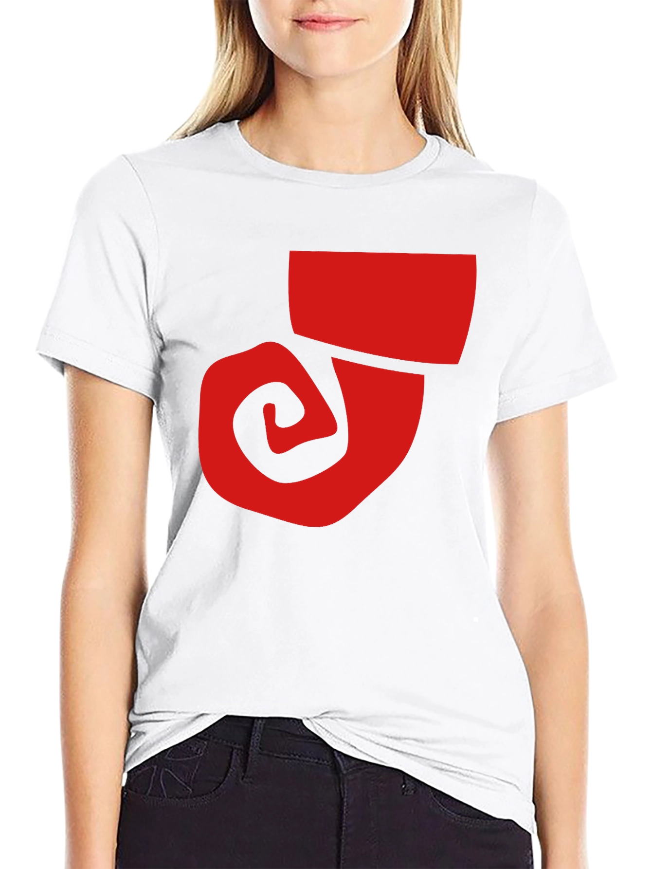 Bold Graphic Tee - Red Swirl on Black