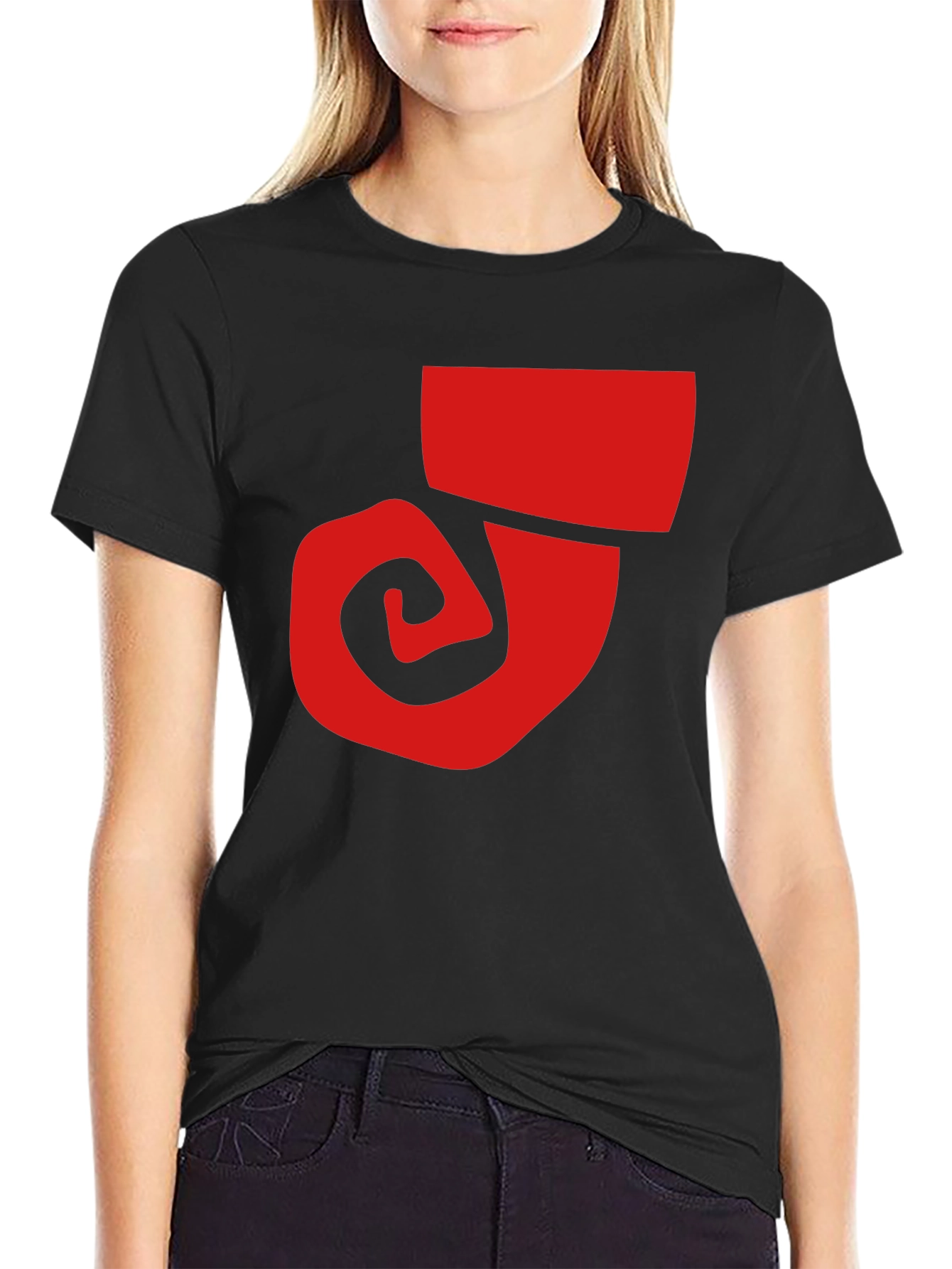 Bold Graphic Tee - Red Swirl on Black