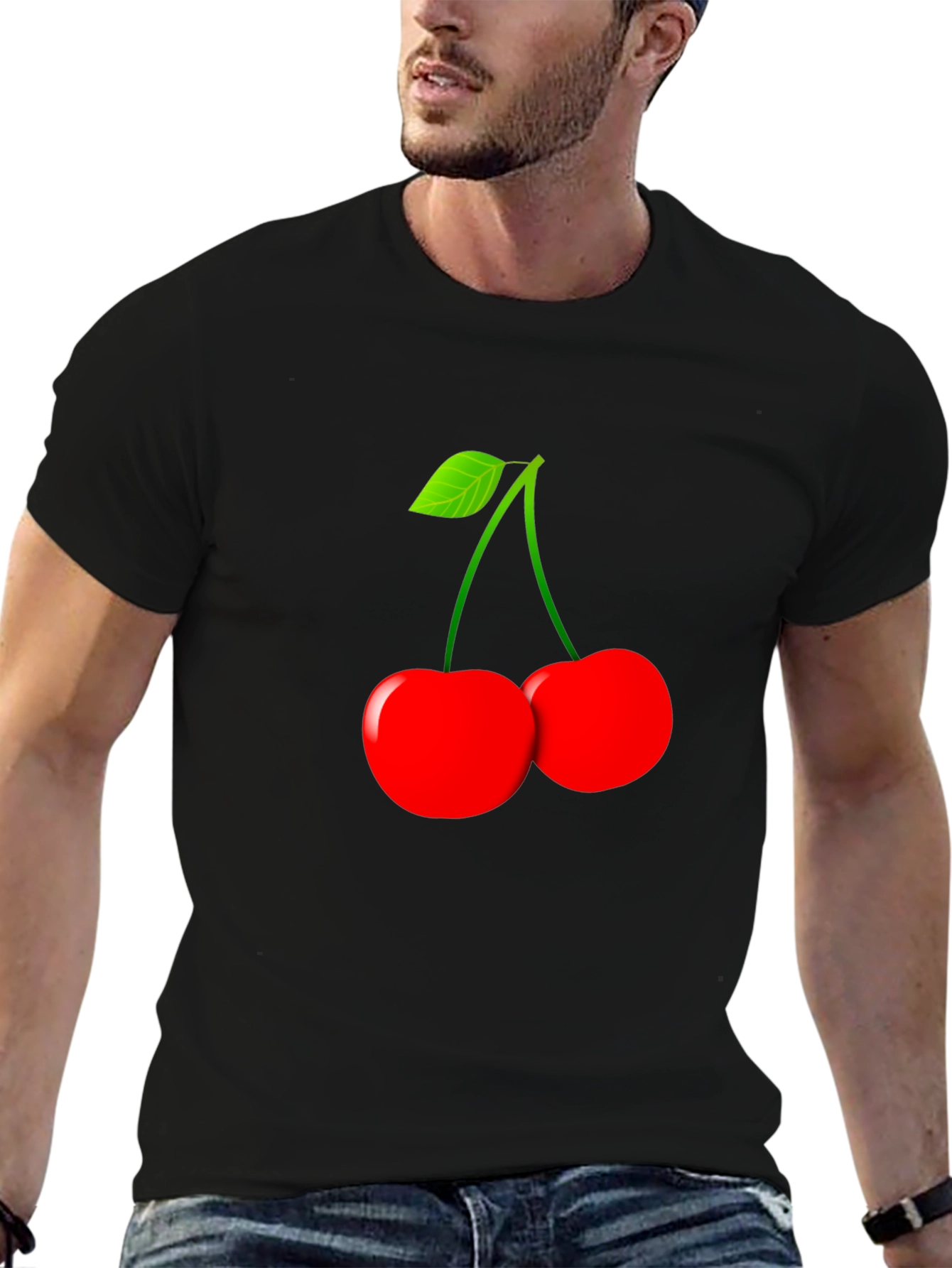 Black Cherry Graphic T-Shirt - Stylish Fruit Design