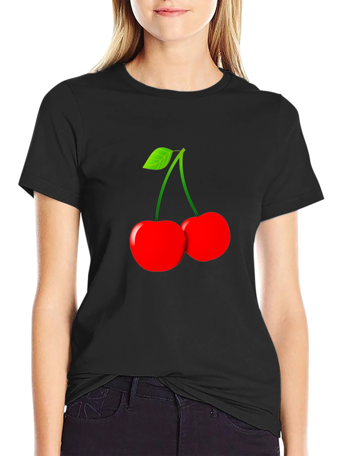 Black Cherry Graphic T-Shirt - Stylish Fruit Design