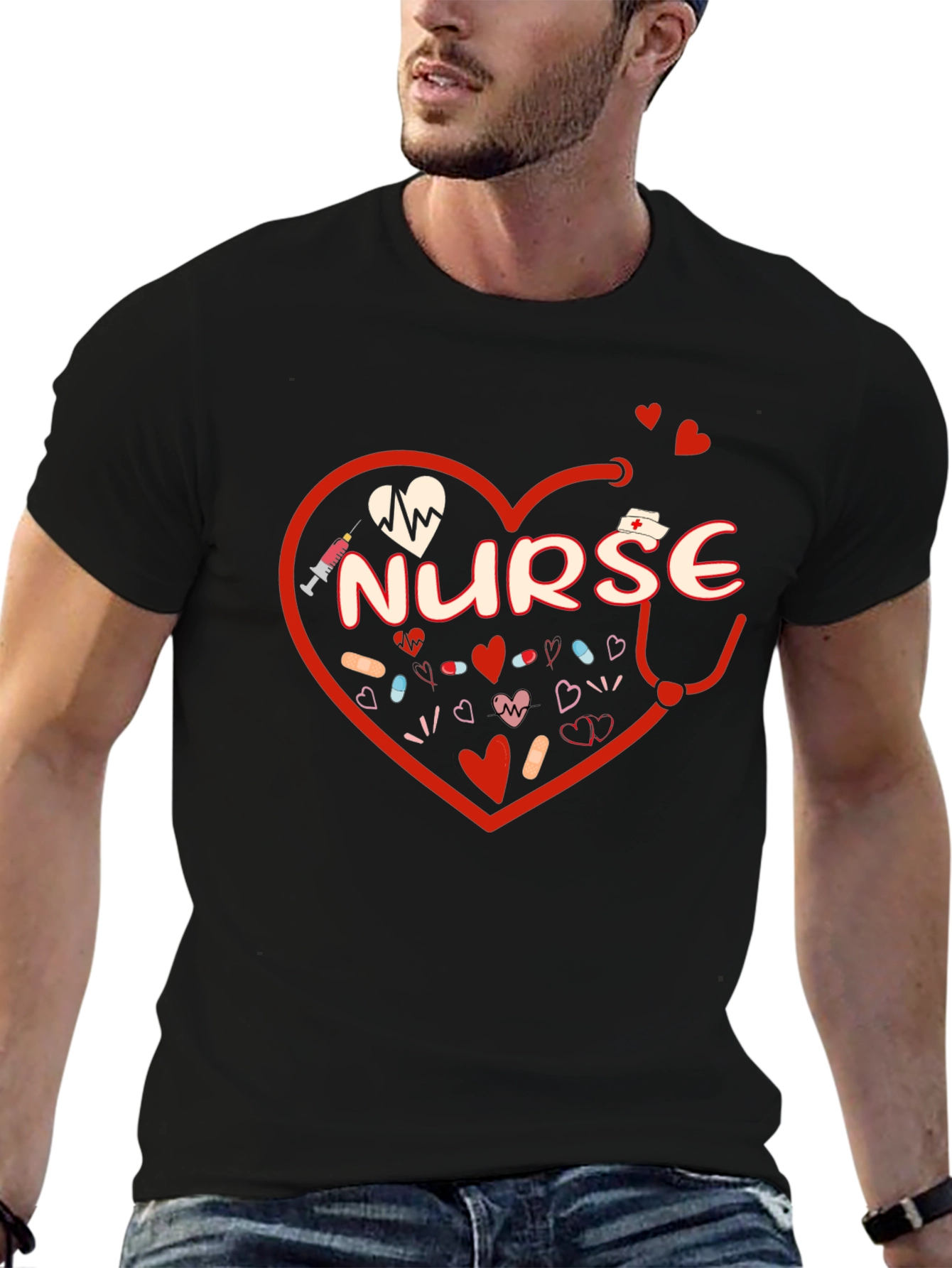 Nurse Heart Graphic T-Shirt - Medical Professional Tee