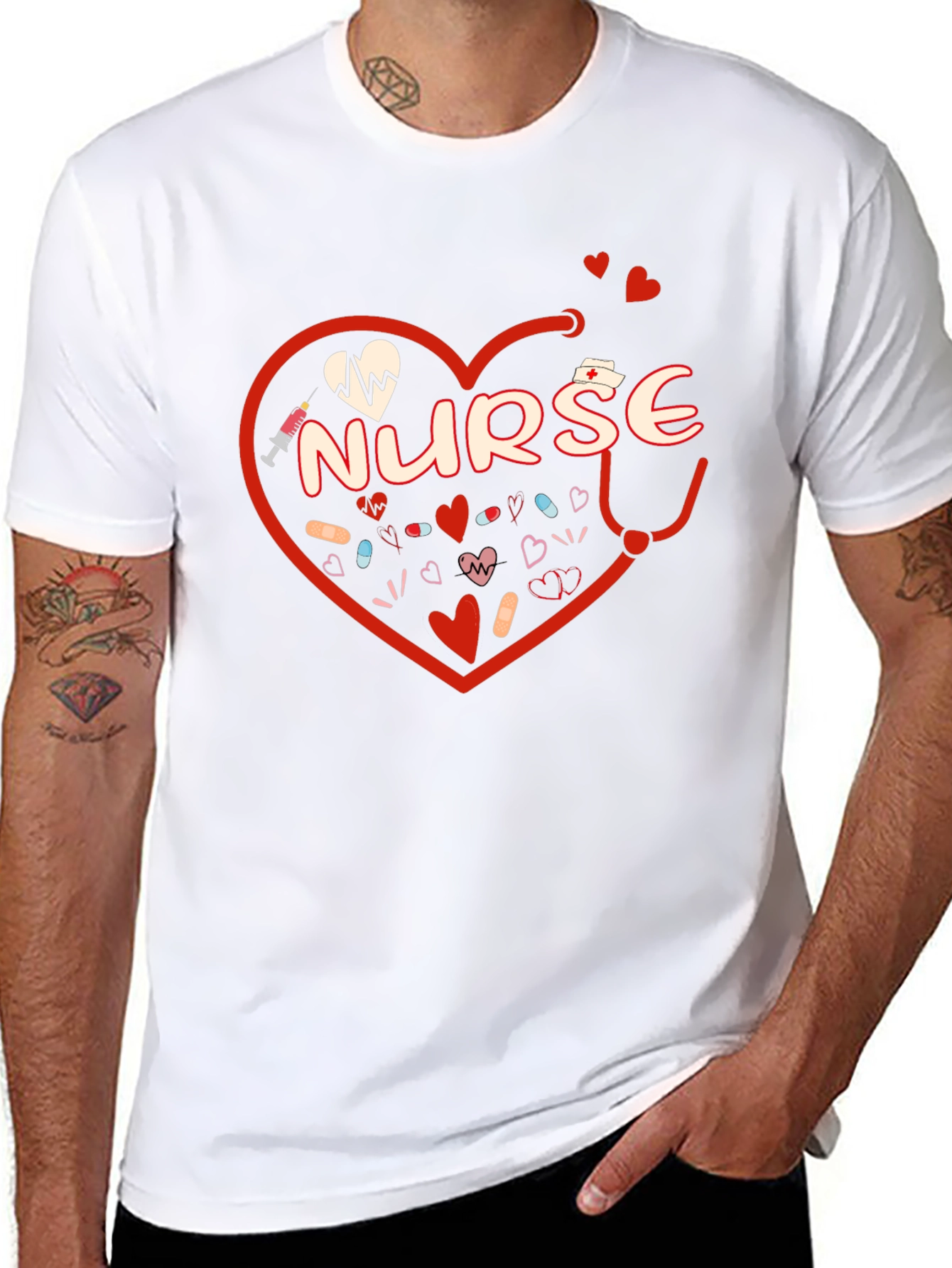 Nurse Heart Graphic T-Shirt - Medical Professional Tee