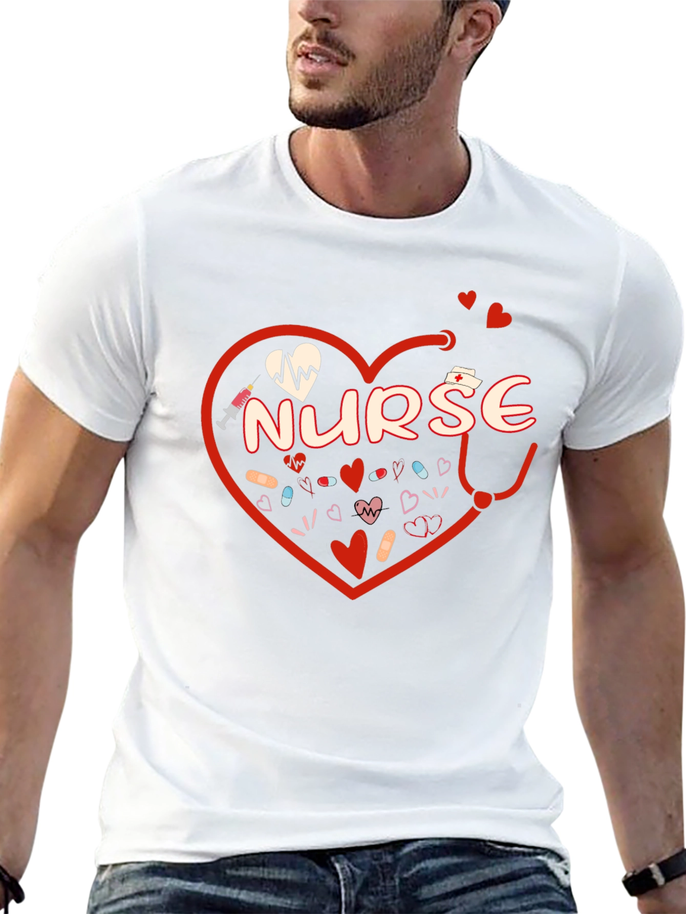 Nurse Heart Graphic T-Shirt - Medical Professional Tee