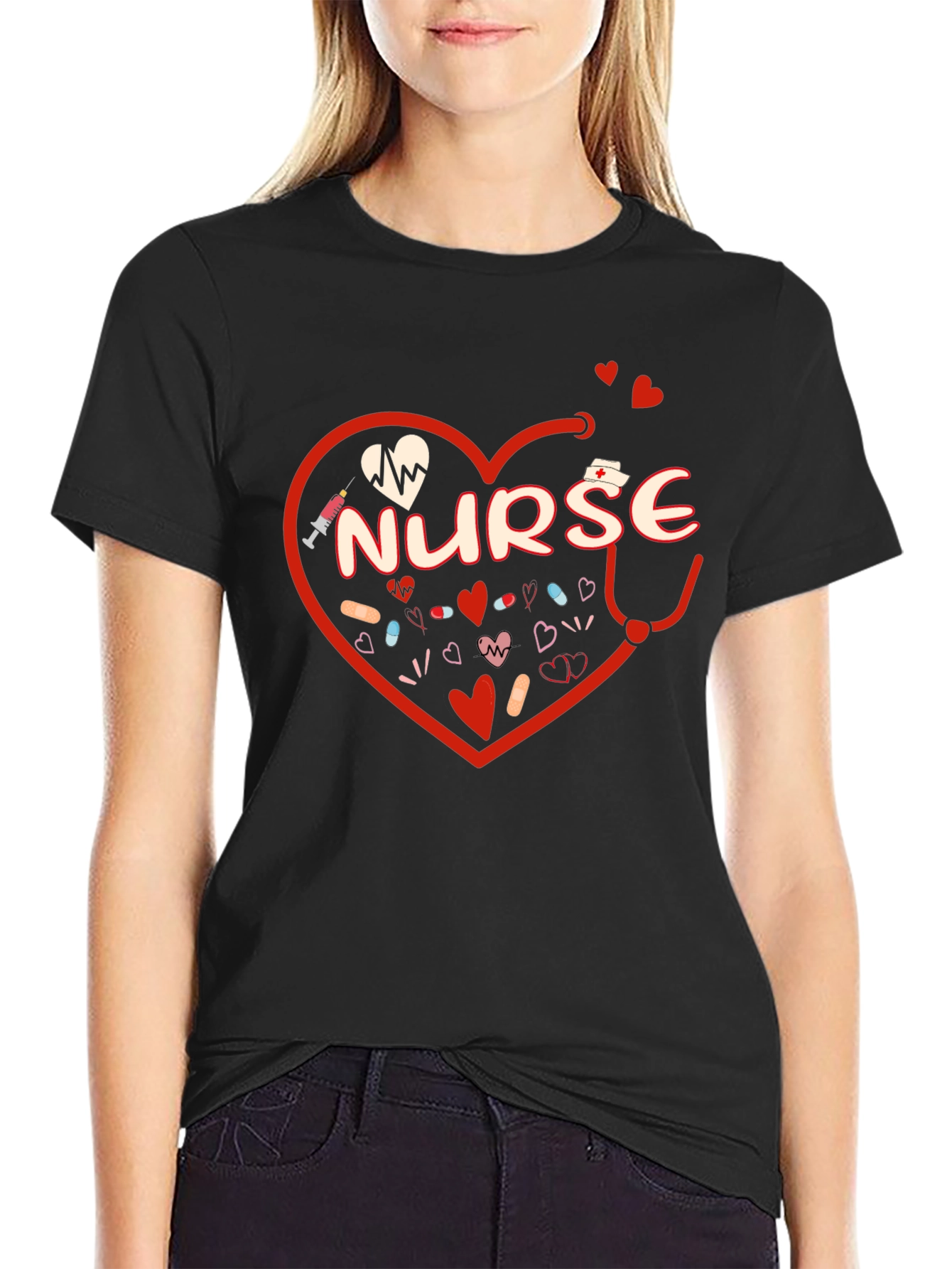 Nurse Heart Graphic T-Shirt - Medical Professional Tee