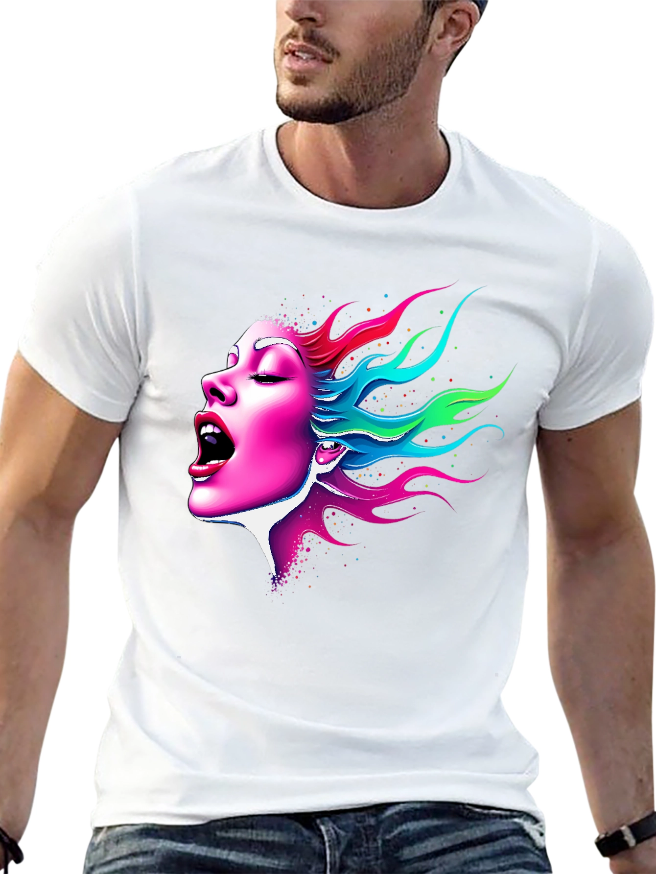 Vibrant Woman Graphic Tee - Artistic Print