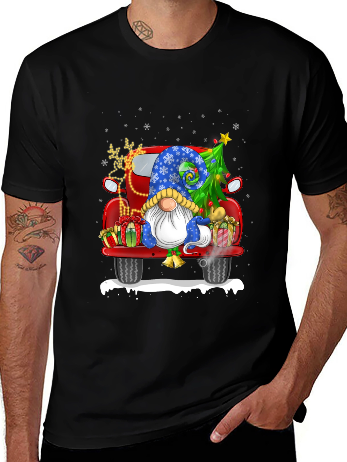 Festive Christmas Gnome Truck T-Shirt
