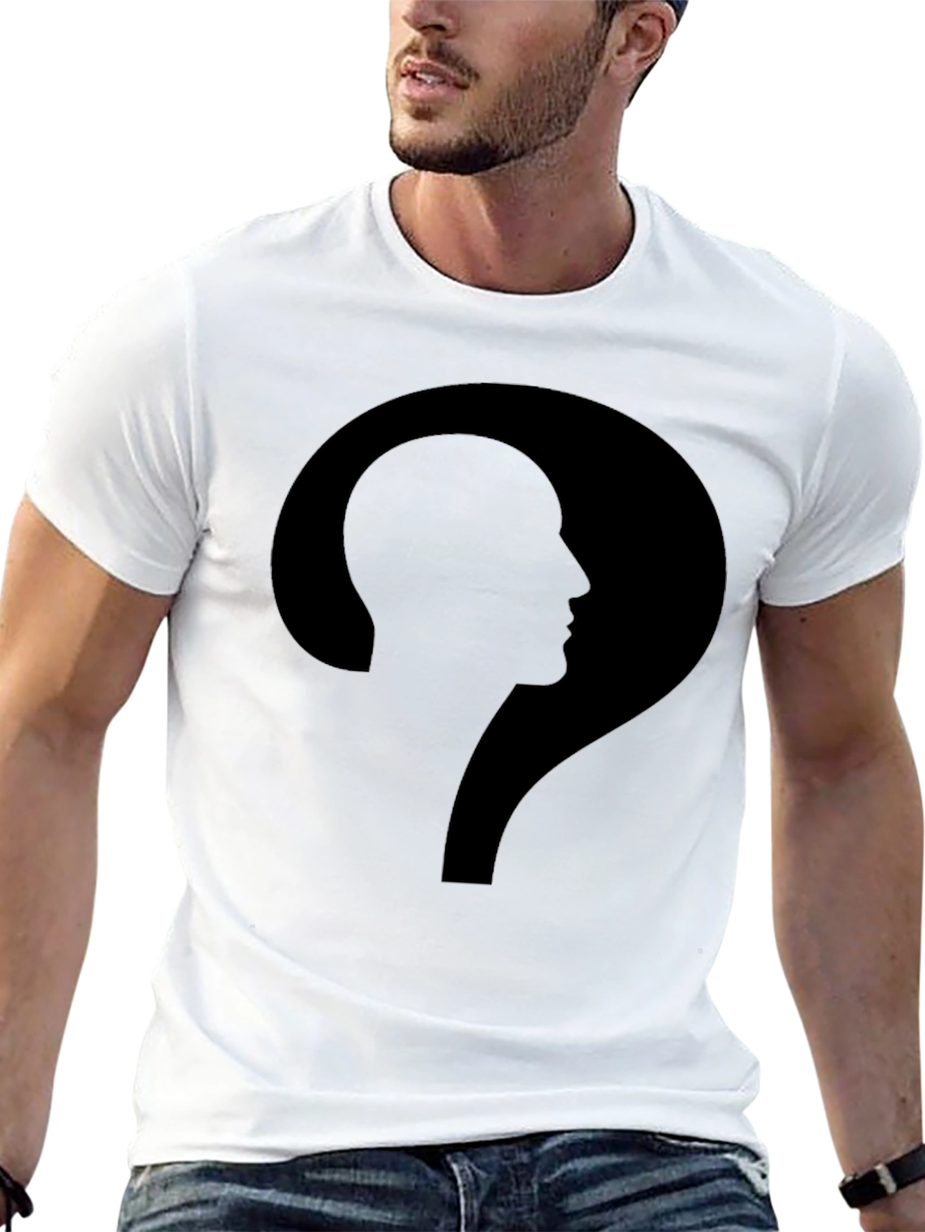 Intriguing Silhouette Question Mark Graphic T-Shirt