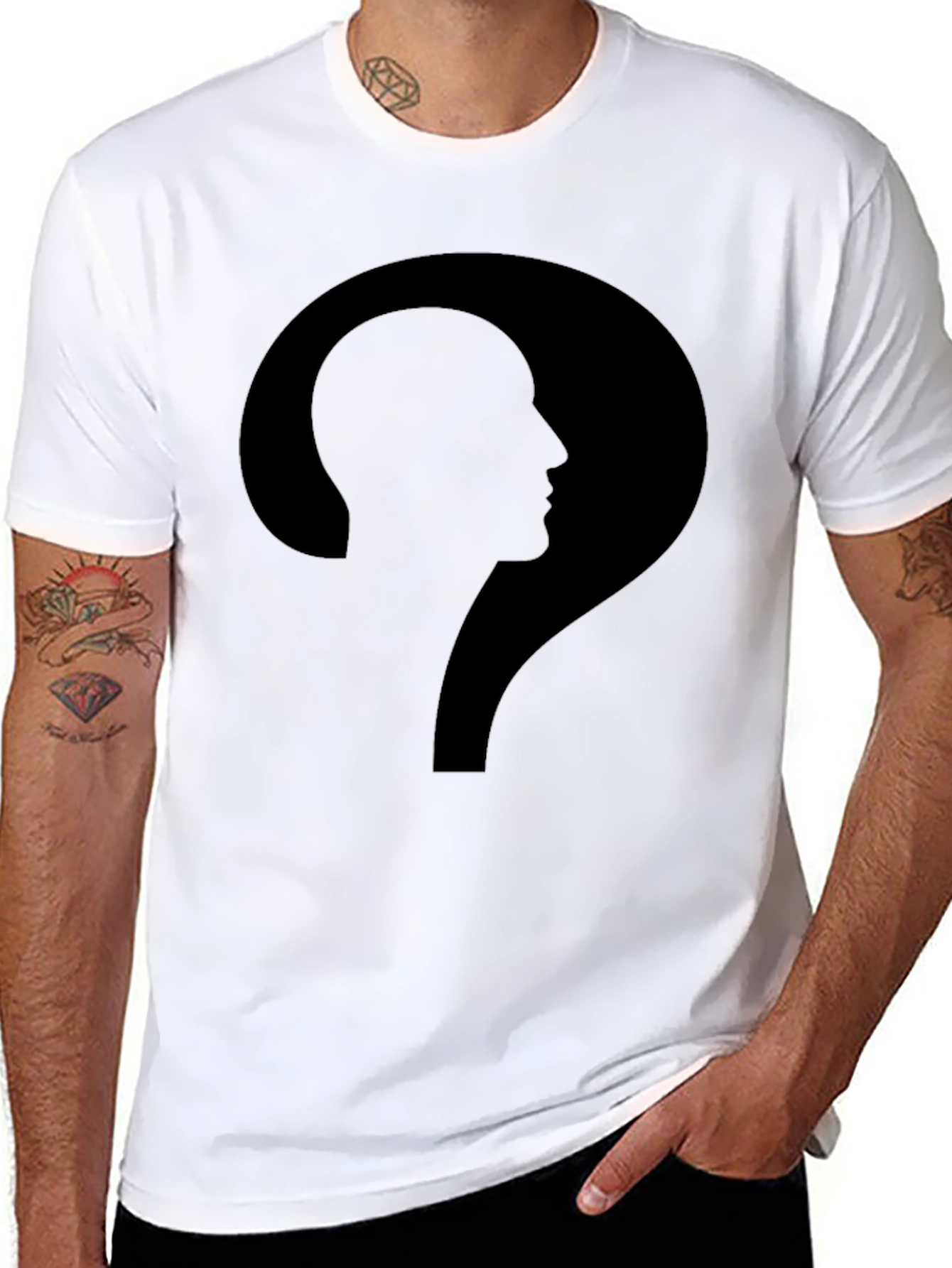 Intriguing Silhouette Question Mark Graphic T-Shirt