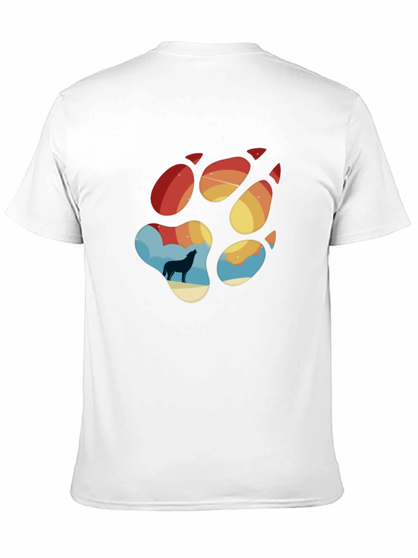 Wolf Paw Print T-Shirt - Mens Black Tee