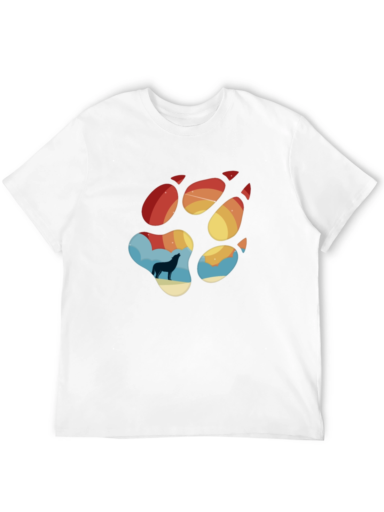 Wolf Paw Print T-Shirt - Mens Black Tee