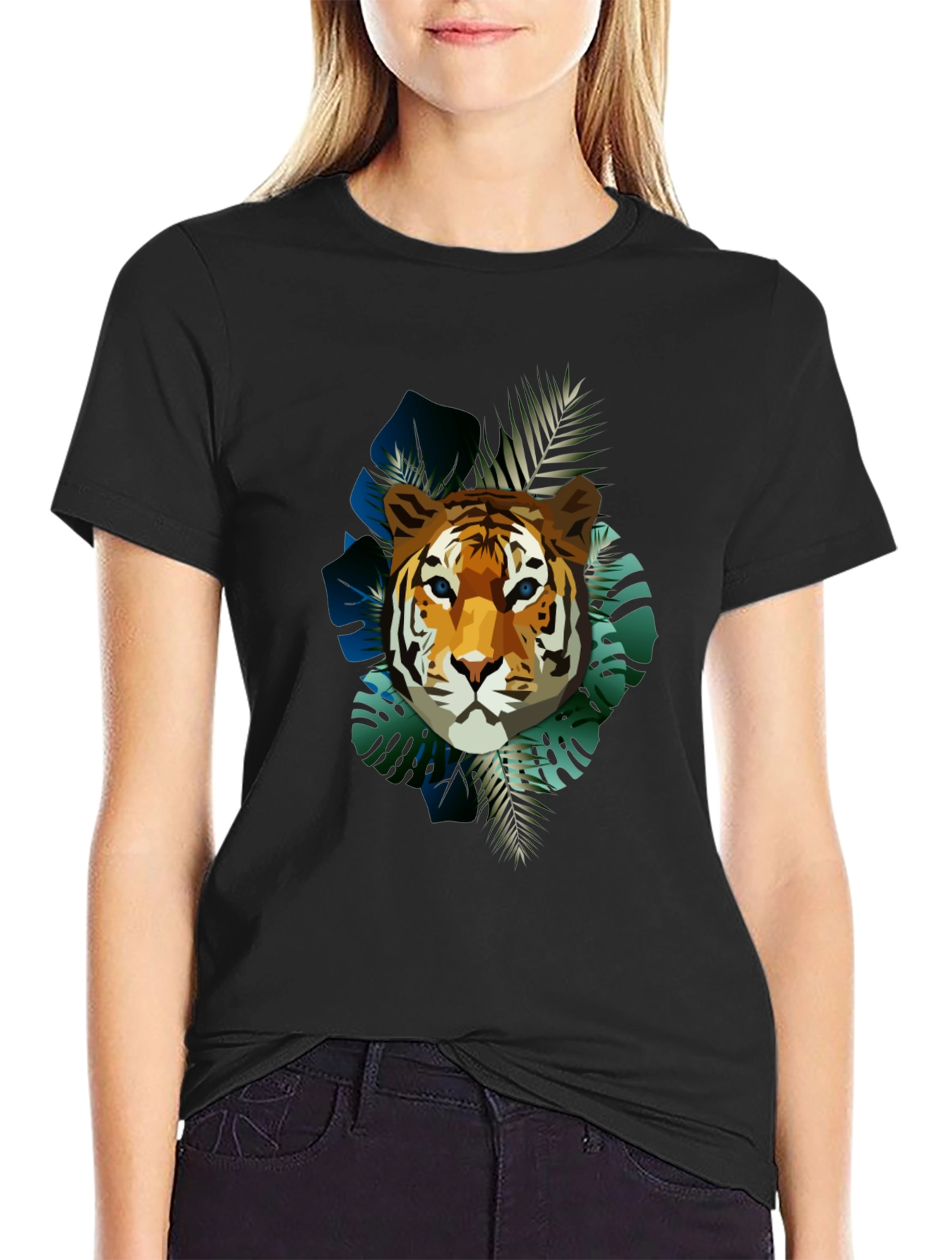 Tiger Graphic Print Mens Black T-Shirt