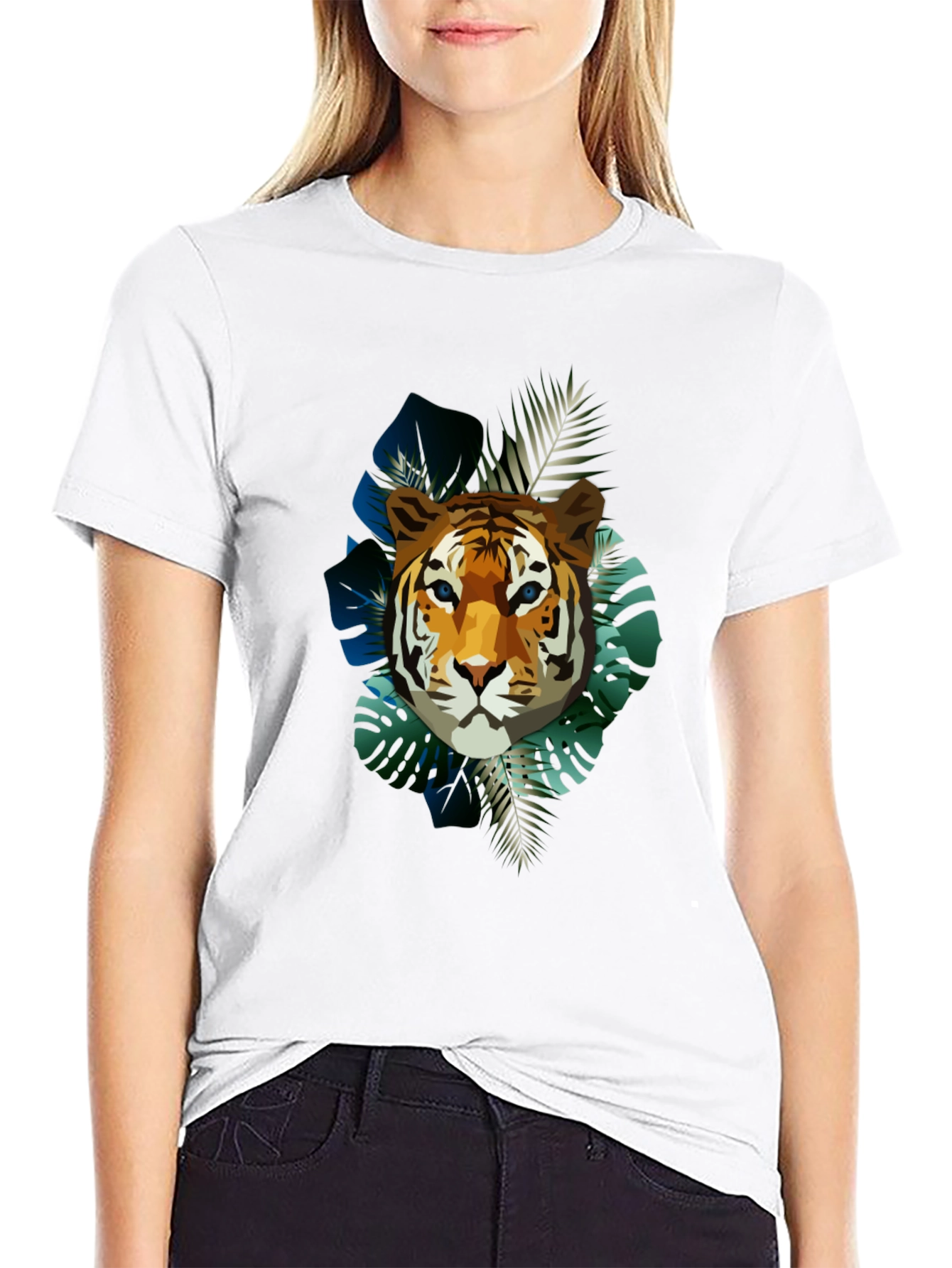 Tiger Graphic Print Mens Black T-Shirt