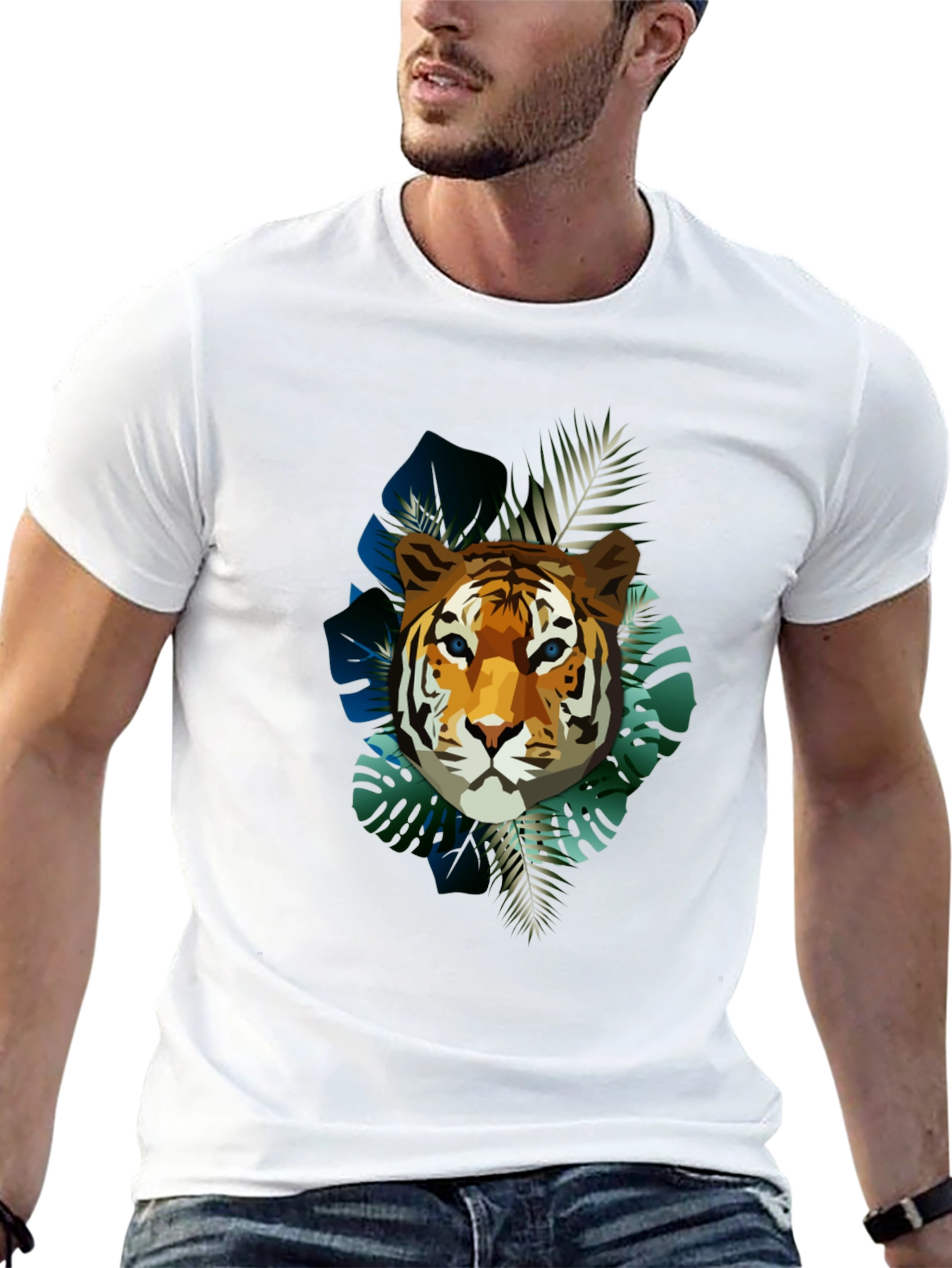 Tiger Graphic Print Mens Black T-Shirt
