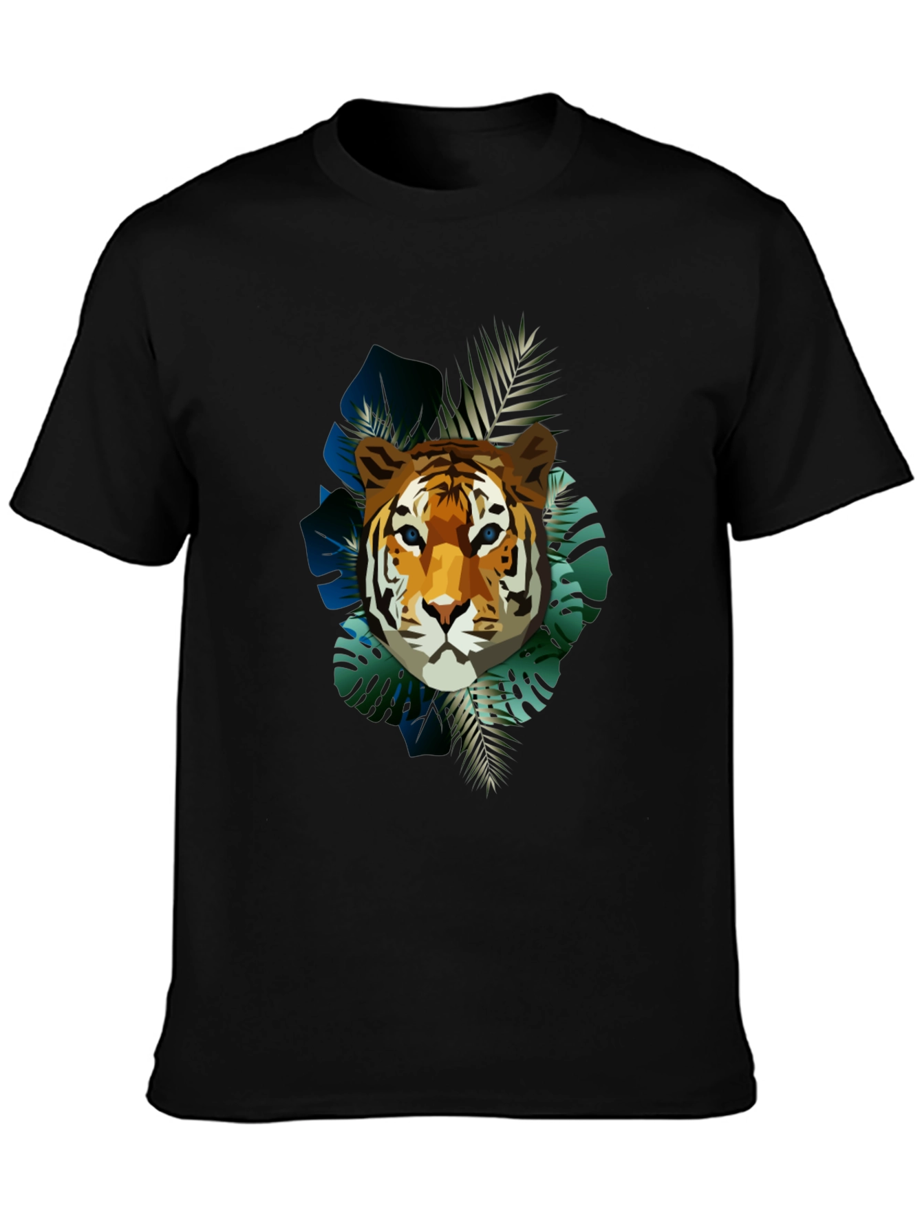 Tiger Graphic Print Mens Black T-Shirt