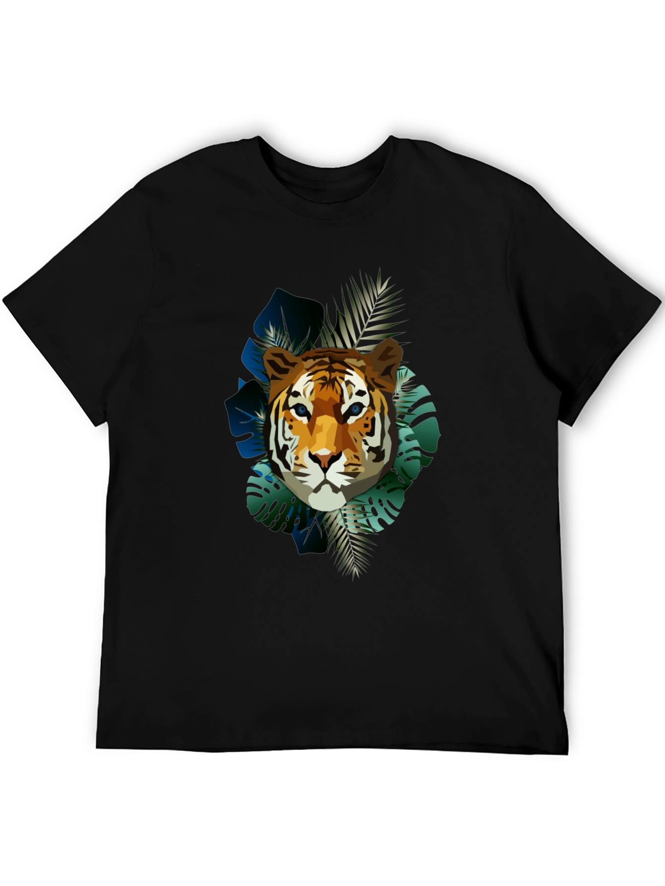 Tiger Graphic Print Mens Black T-Shirt