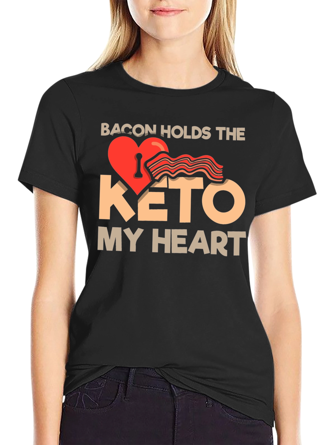Bacon Keto Heart T-Shirt - Funny Diet Tee