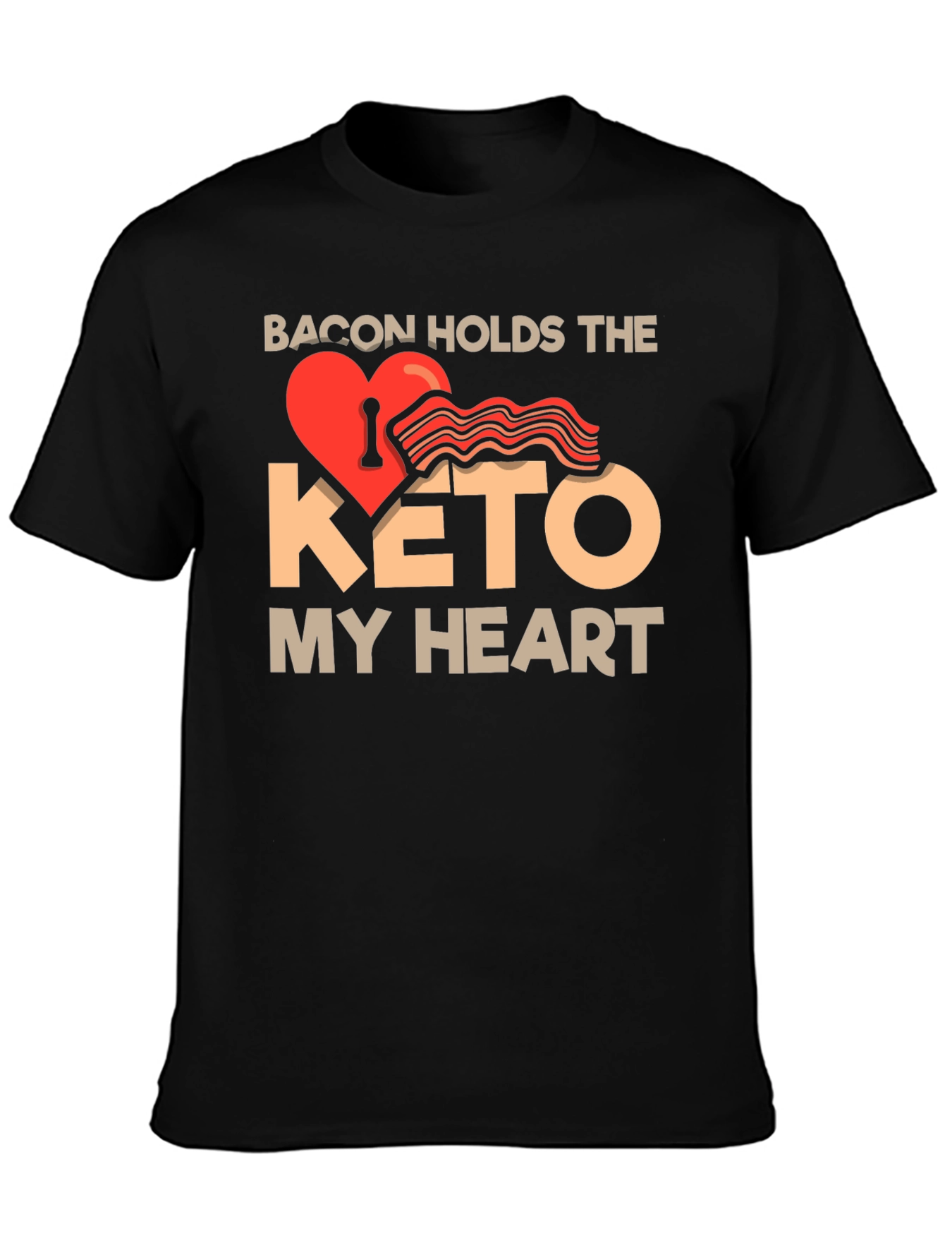 Bacon Keto Heart T-Shirt - Funny Diet Tee