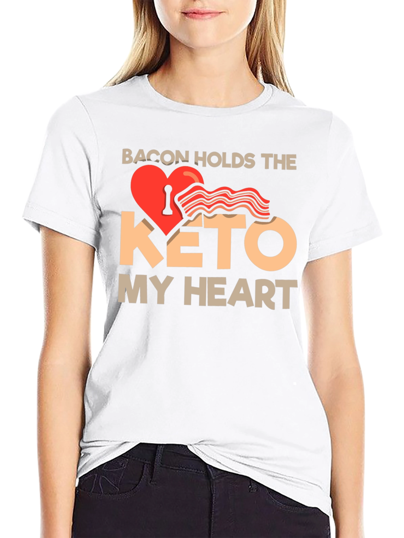 Bacon Keto Heart T-Shirt - Funny Diet Tee
