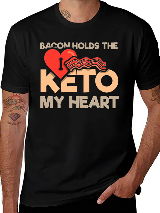 Bacon Keto Heart T-Shirt - Funny Diet Tee