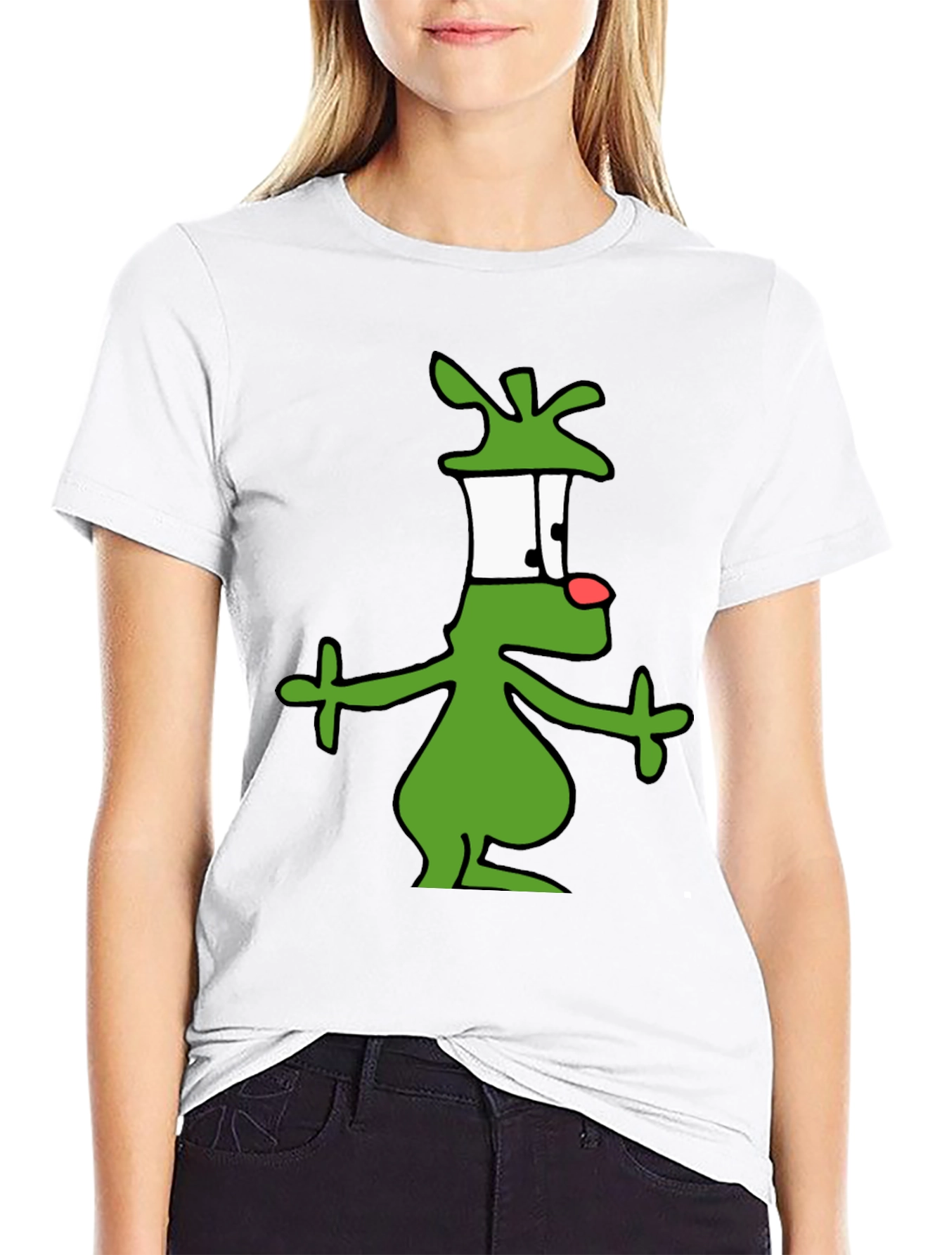 Cartoon Alien Graphic Black T-Shirt