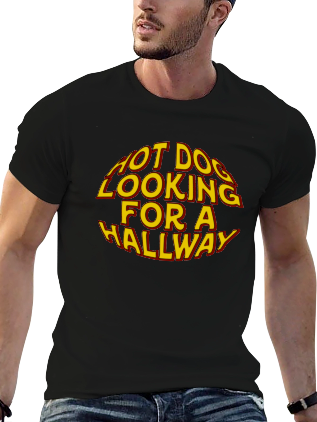 Hot Dog Looking For A Hallway Graphic T-Shirt
