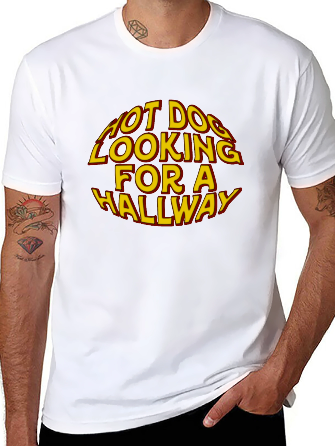 Hot Dog Looking For A Hallway Graphic T-Shirt
