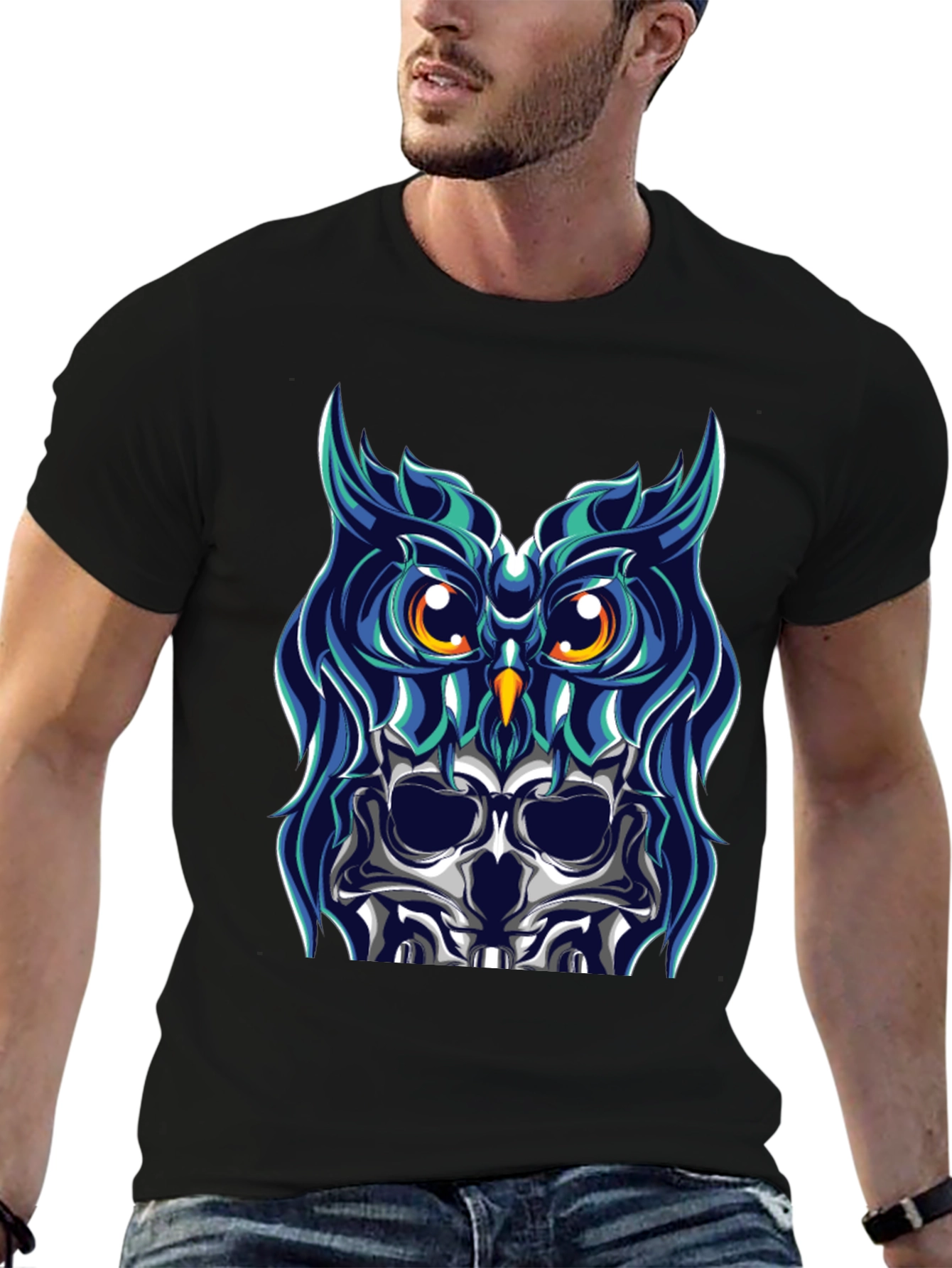Owl Skull Graphic Tee - Unique Design