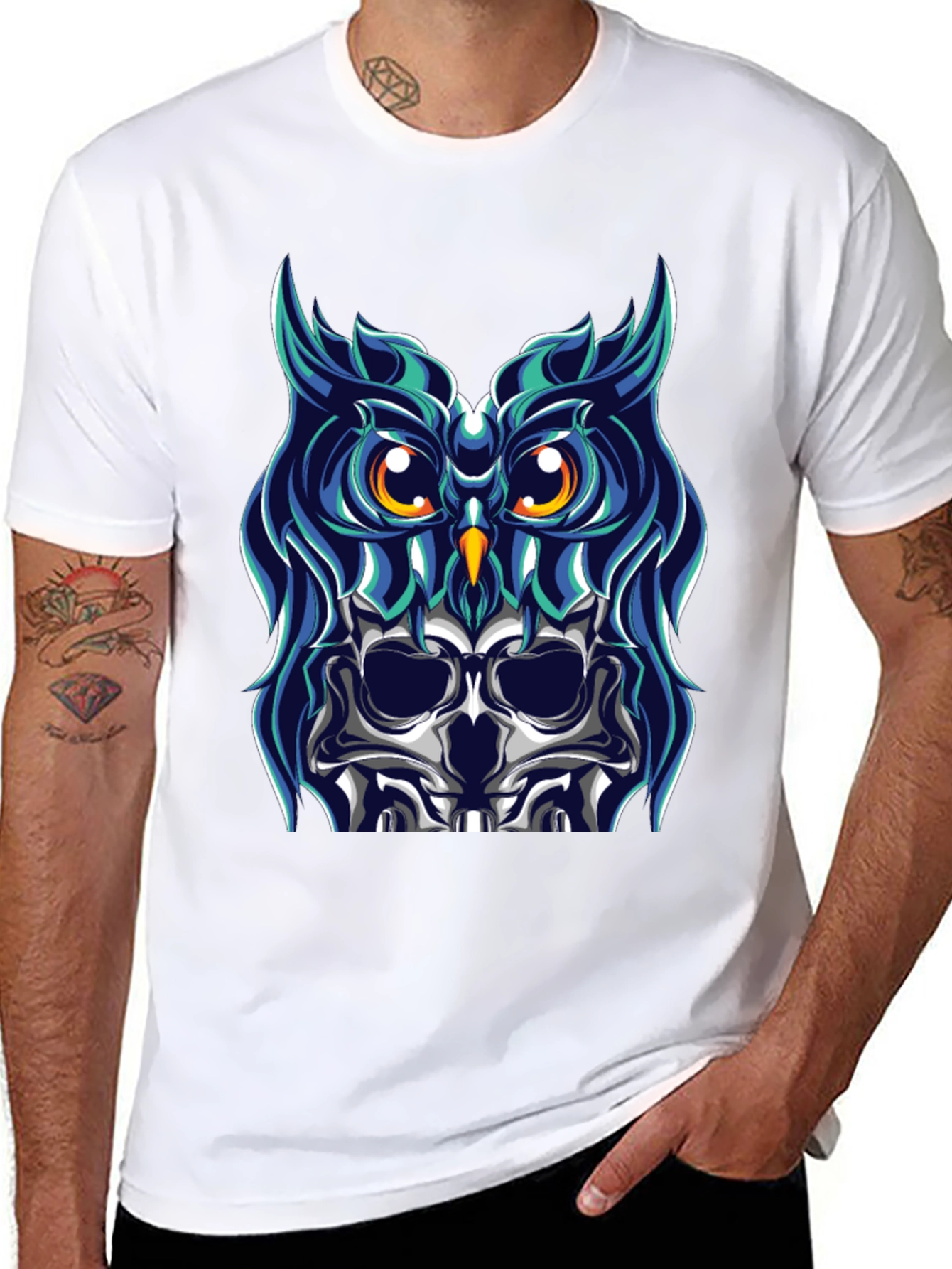 Owl Skull Graphic Tee - Unique Design