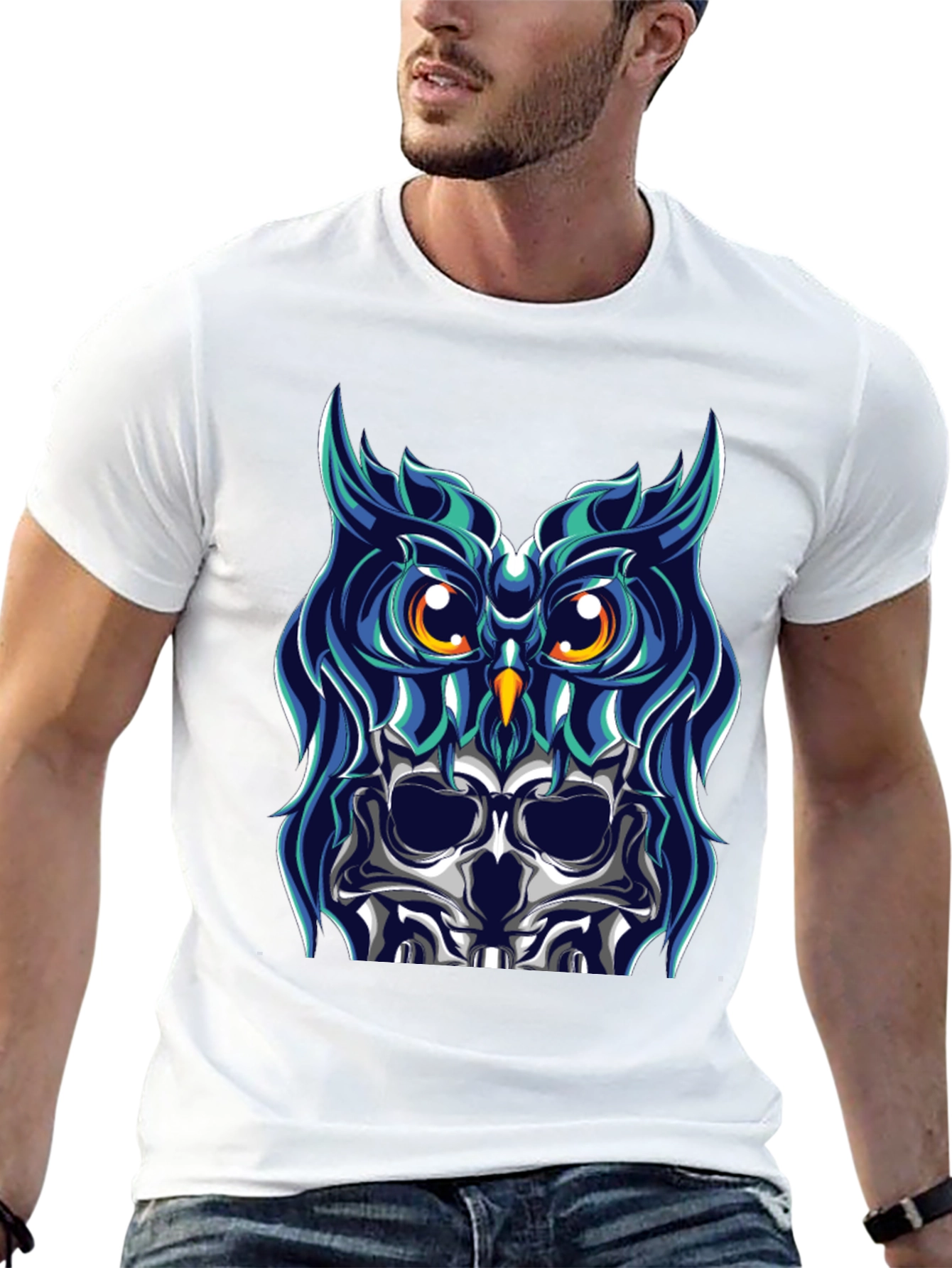 Owl Skull Graphic Tee - Unique Design