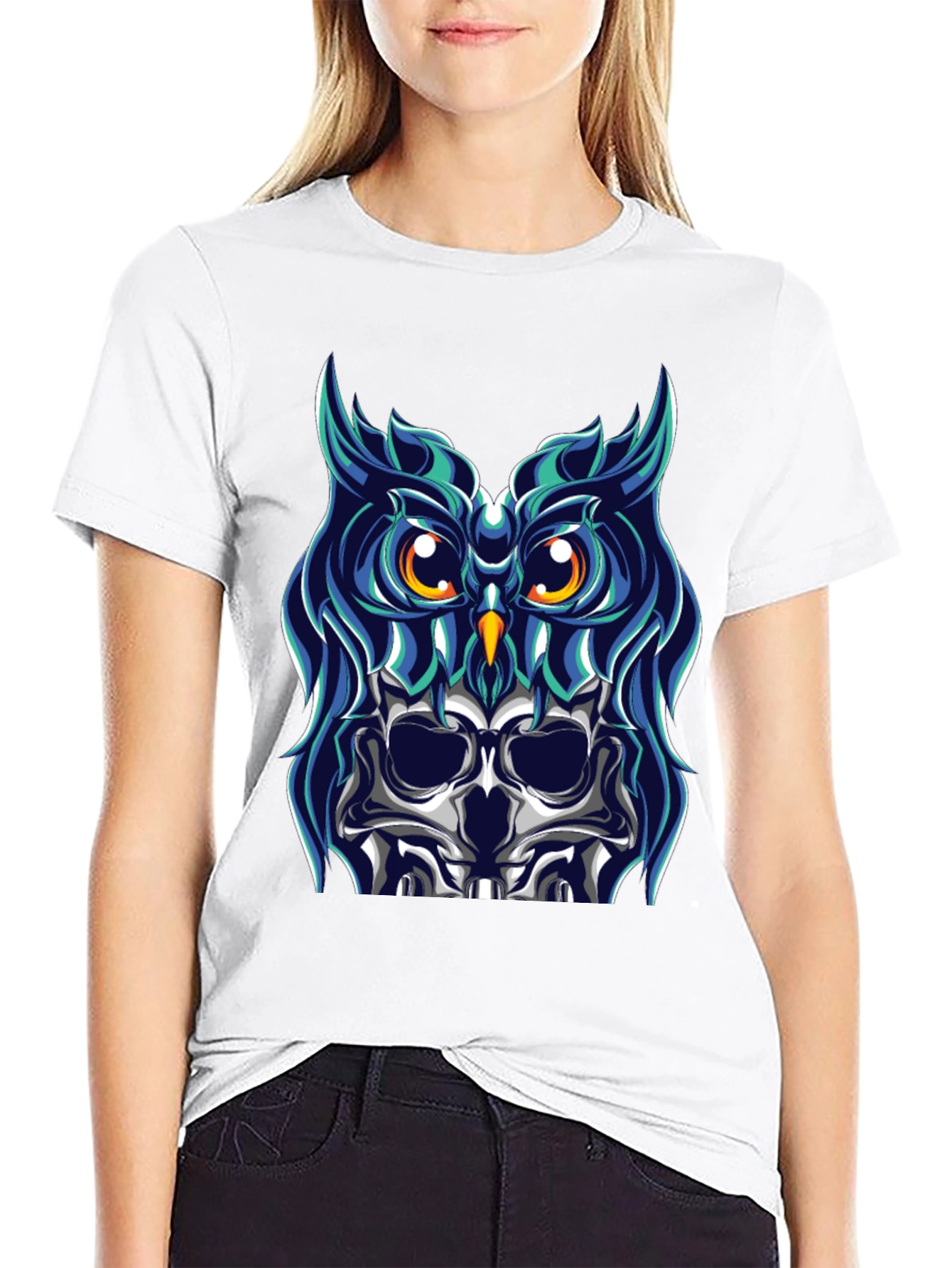 Owl Skull Graphic Tee - Unique Design