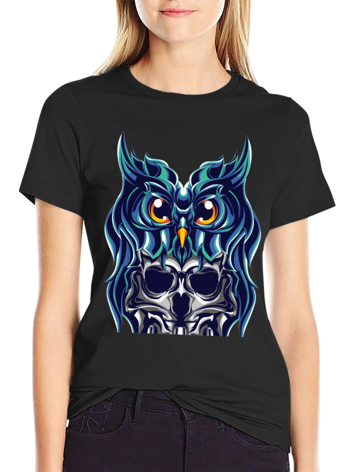 Owl Skull Graphic Tee - Unique Design