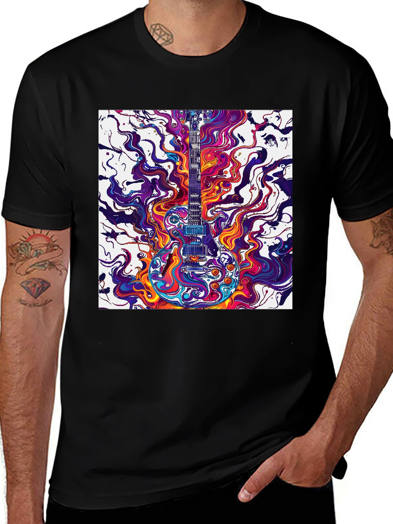 Psychedelic Guitar T-Shirt - Vivid Music Art