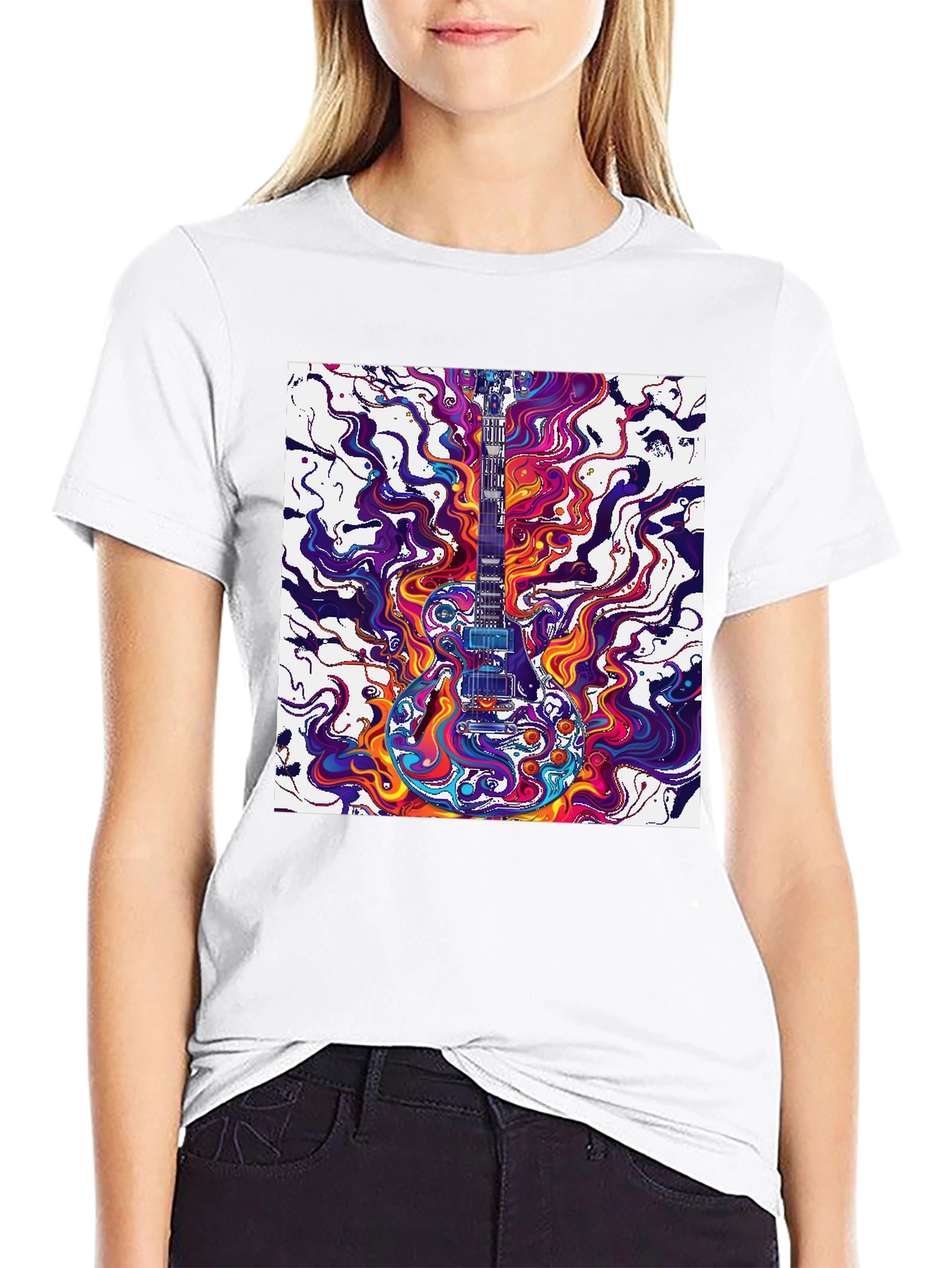 Psychedelic Guitar T-Shirt - Vivid Music Art