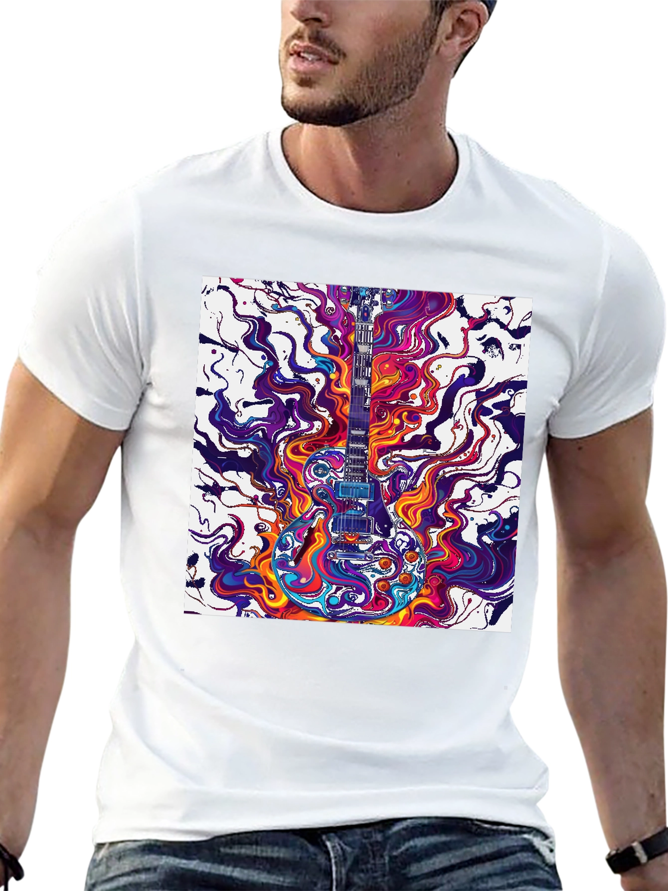 Psychedelic Guitar T-Shirt - Vivid Music Art