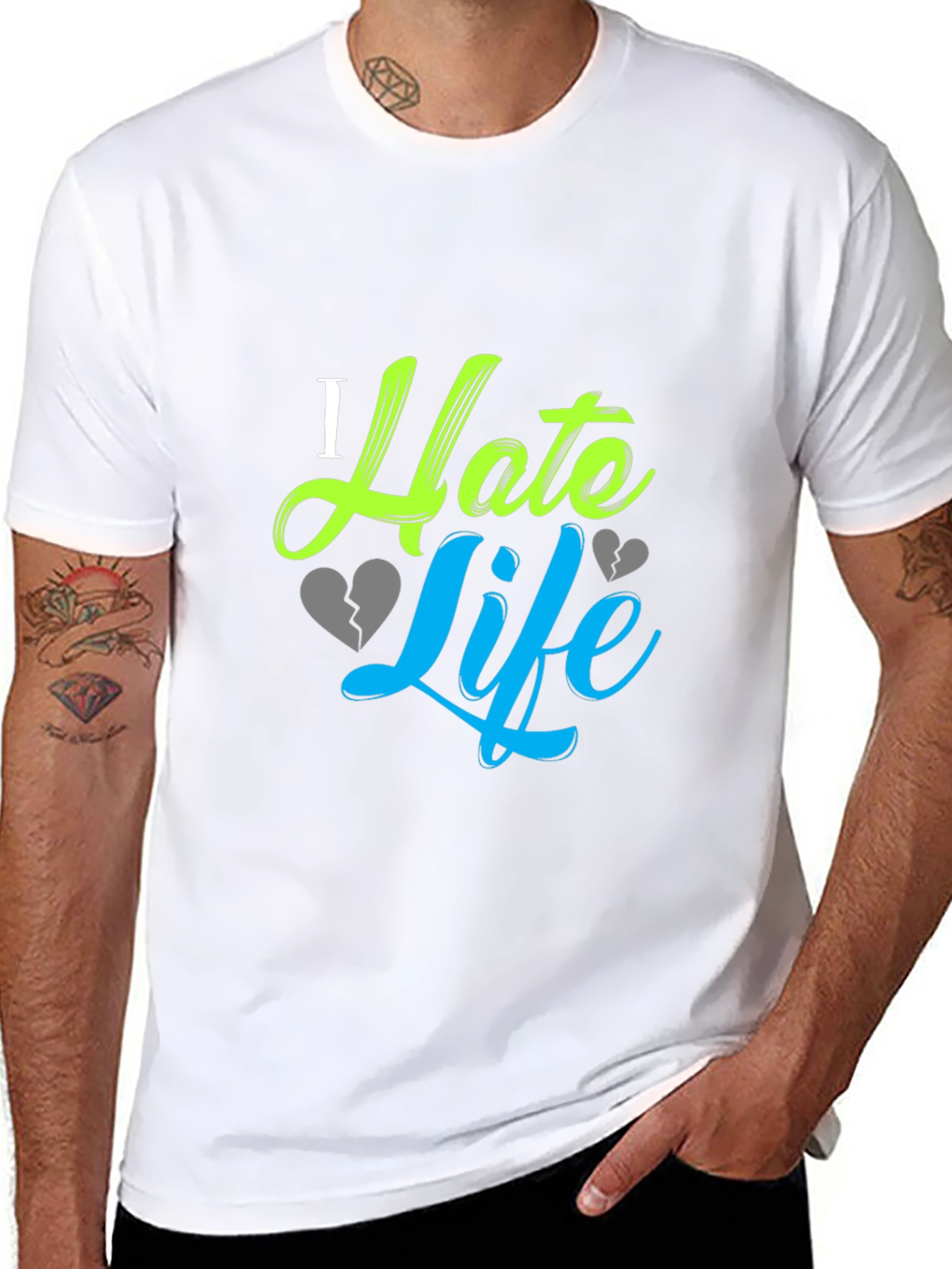 I Hate Life Graphic Print Black T-Shirt
