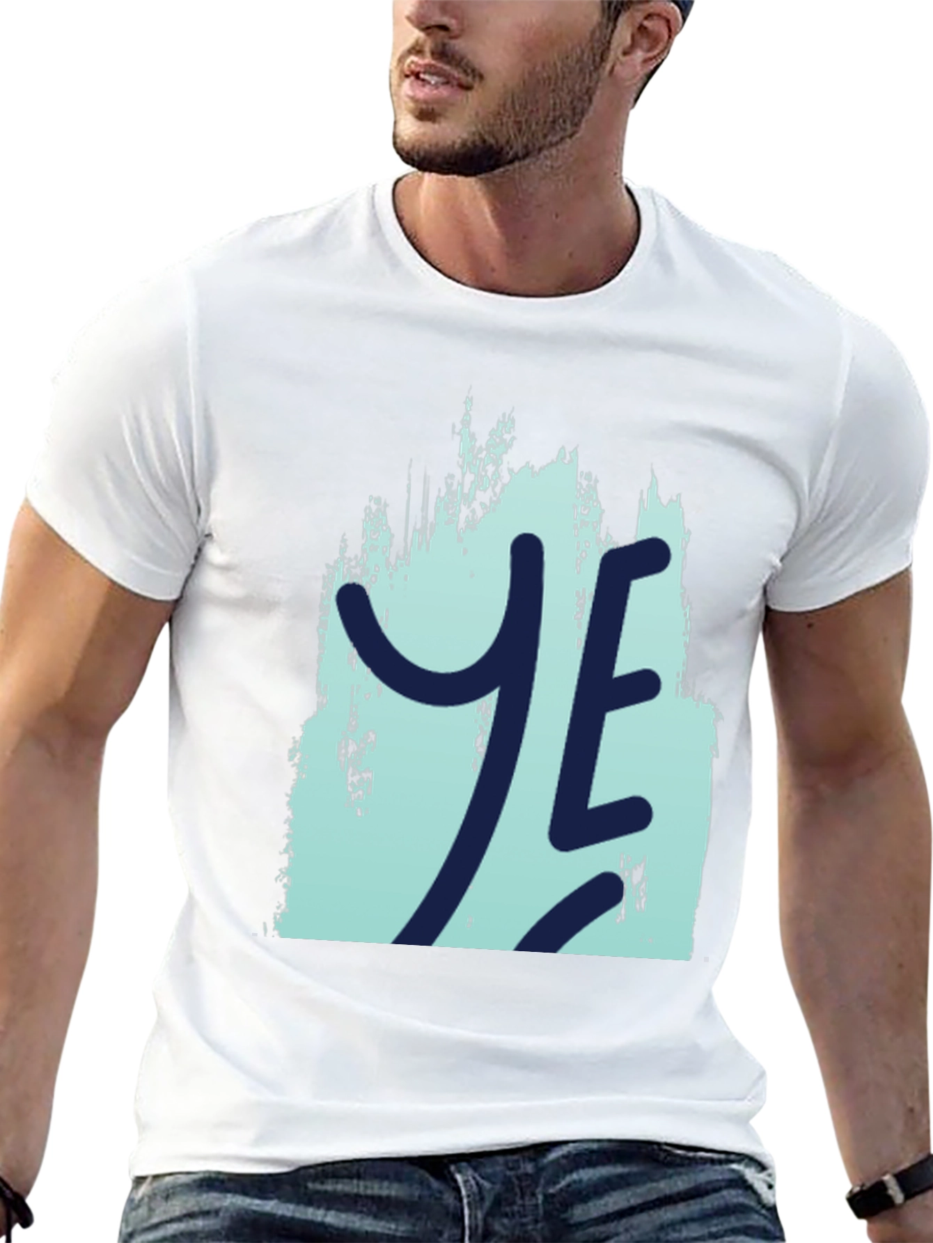 YE Graphic Print Mens Black T-Shirt
