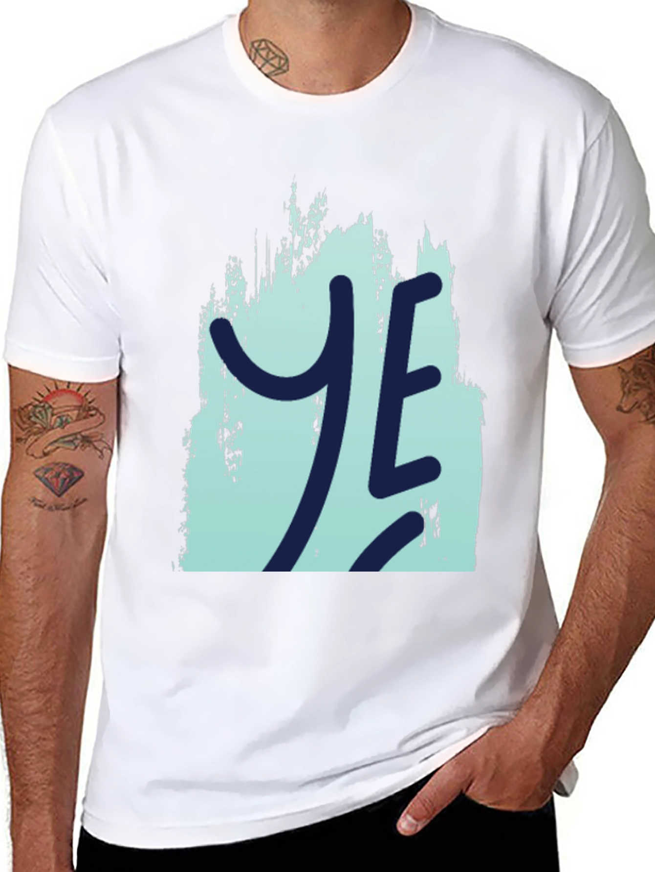 YE Graphic Print Mens Black T-Shirt