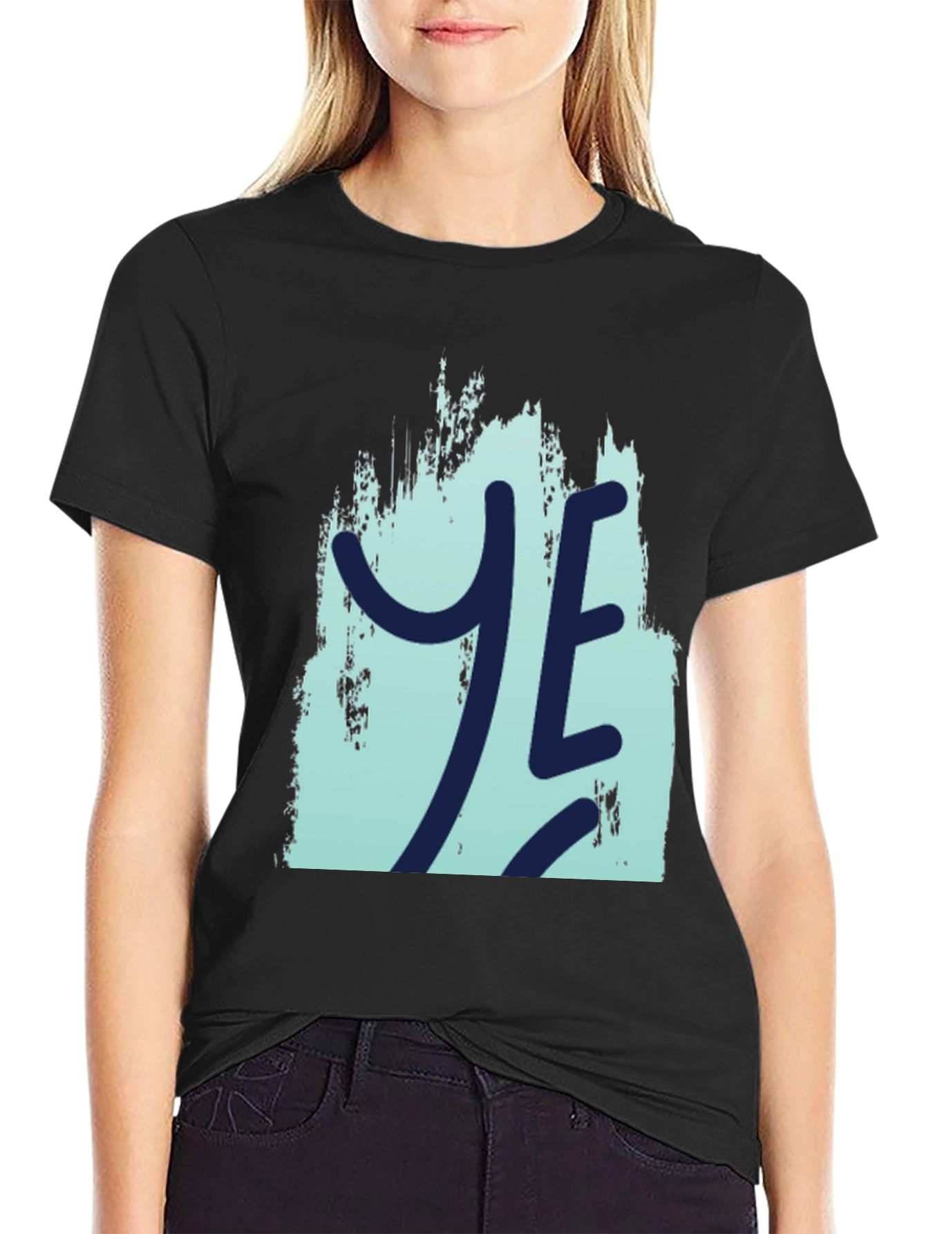 YE Graphic Print Mens Black T-Shirt