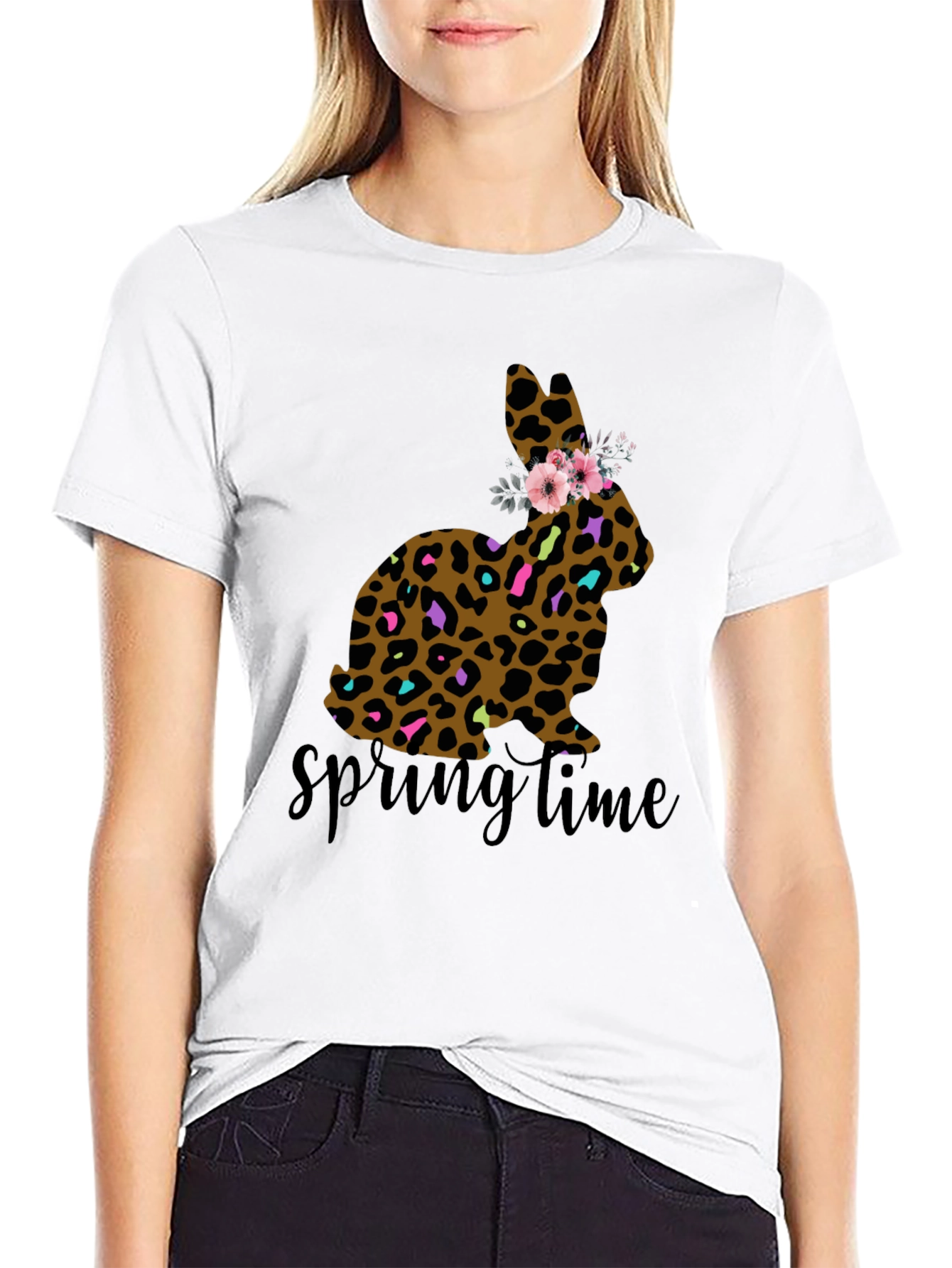 Leopard Print Easter Bunny Springtime T-Shirt
