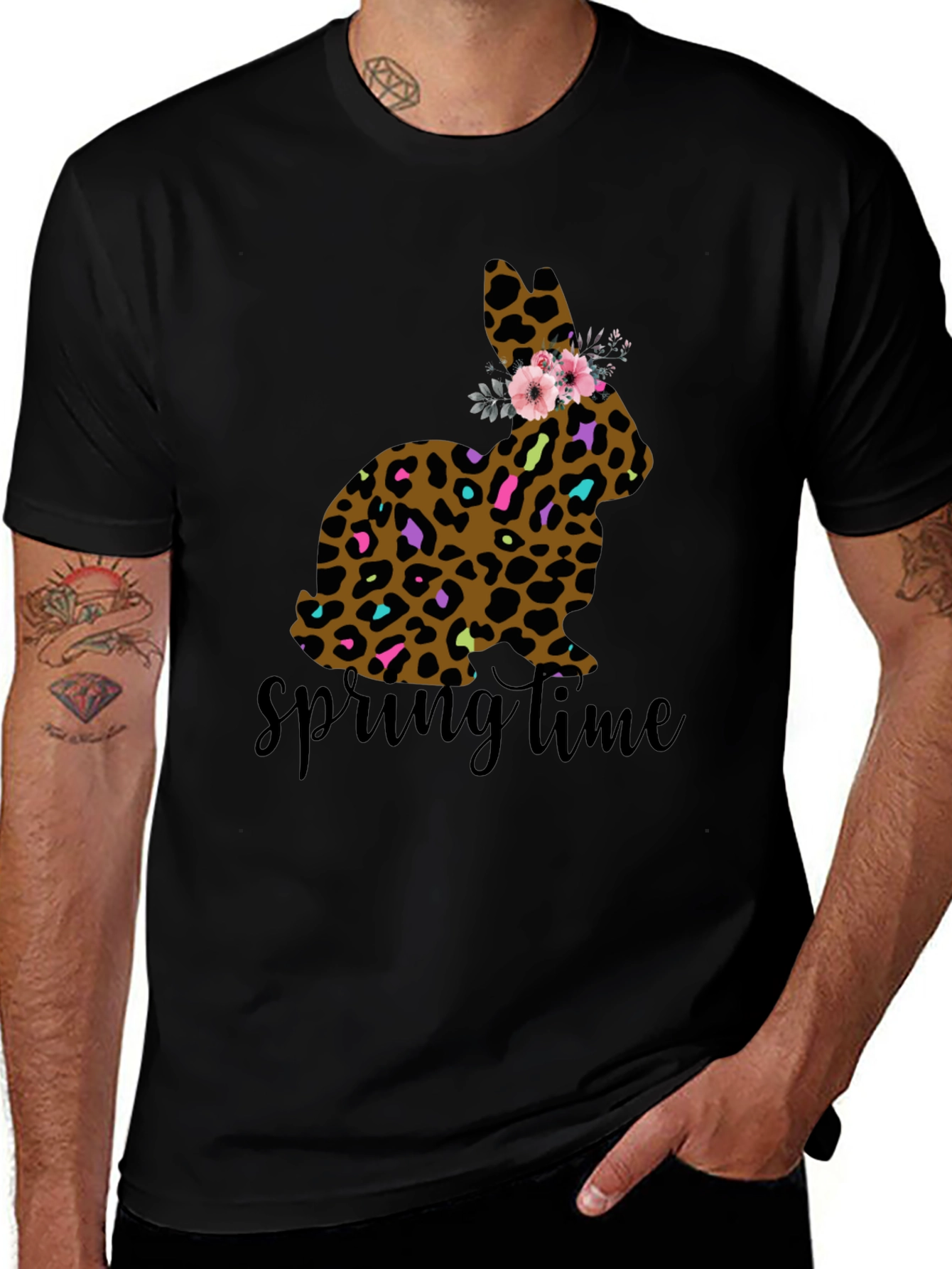 Leopard Print Easter Bunny Springtime T-Shirt