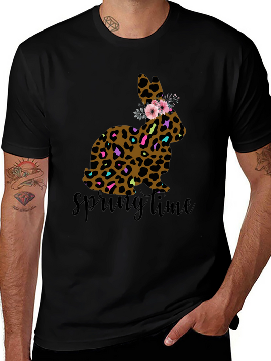 Leopard Print Easter Bunny Springtime T-Shirt